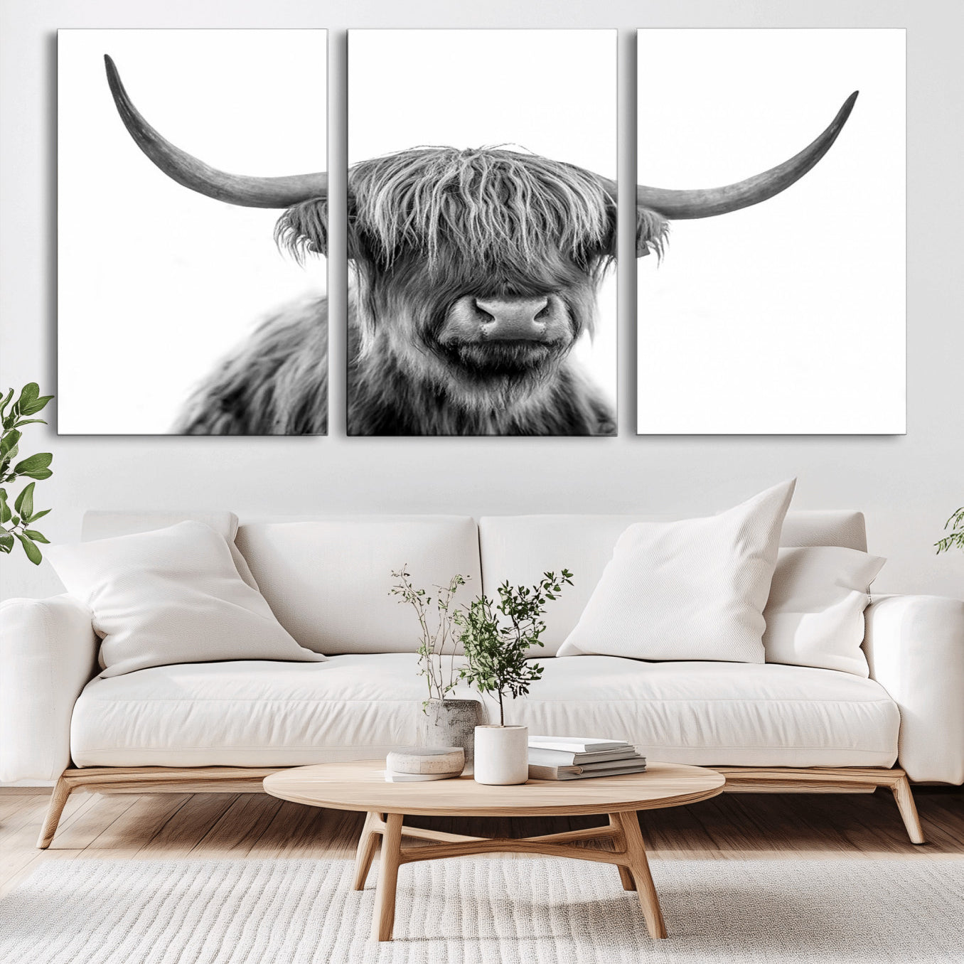 75503-MGV-CV-36X24-Scottish Highland Cow Cattle Art Print Wall Art Canvas Print for Farmhouse Decor, Framed Scottish