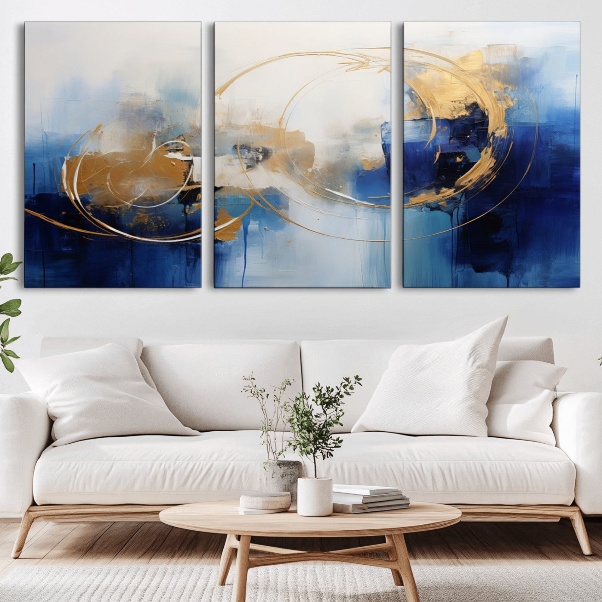 52314-MGV-CV-36X24-Navy Blue Abstract Wall Art Canvas Print
