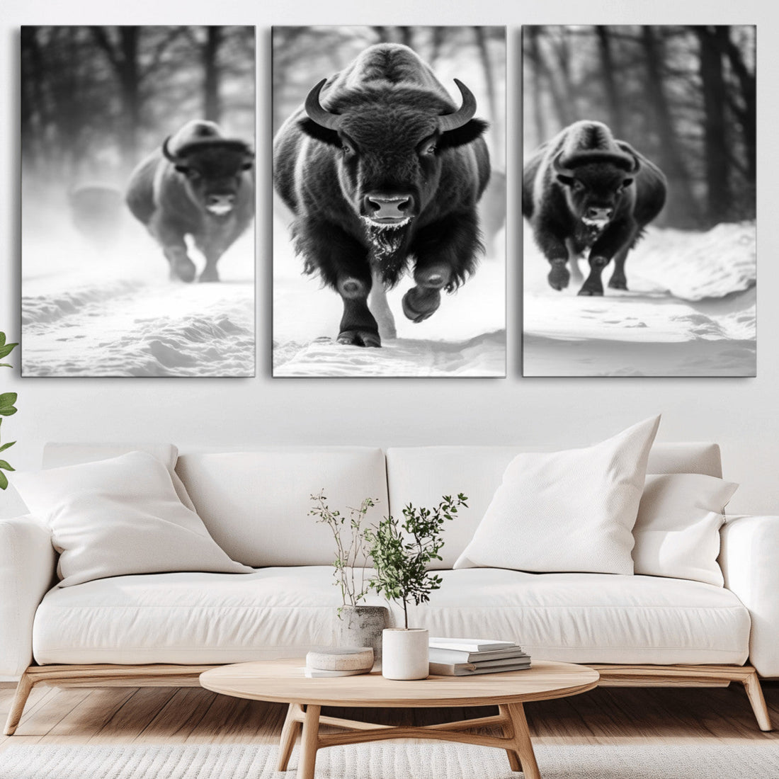 Buffalo Wall Art Canvas Print, Bison Family Wall Art Canvas Print