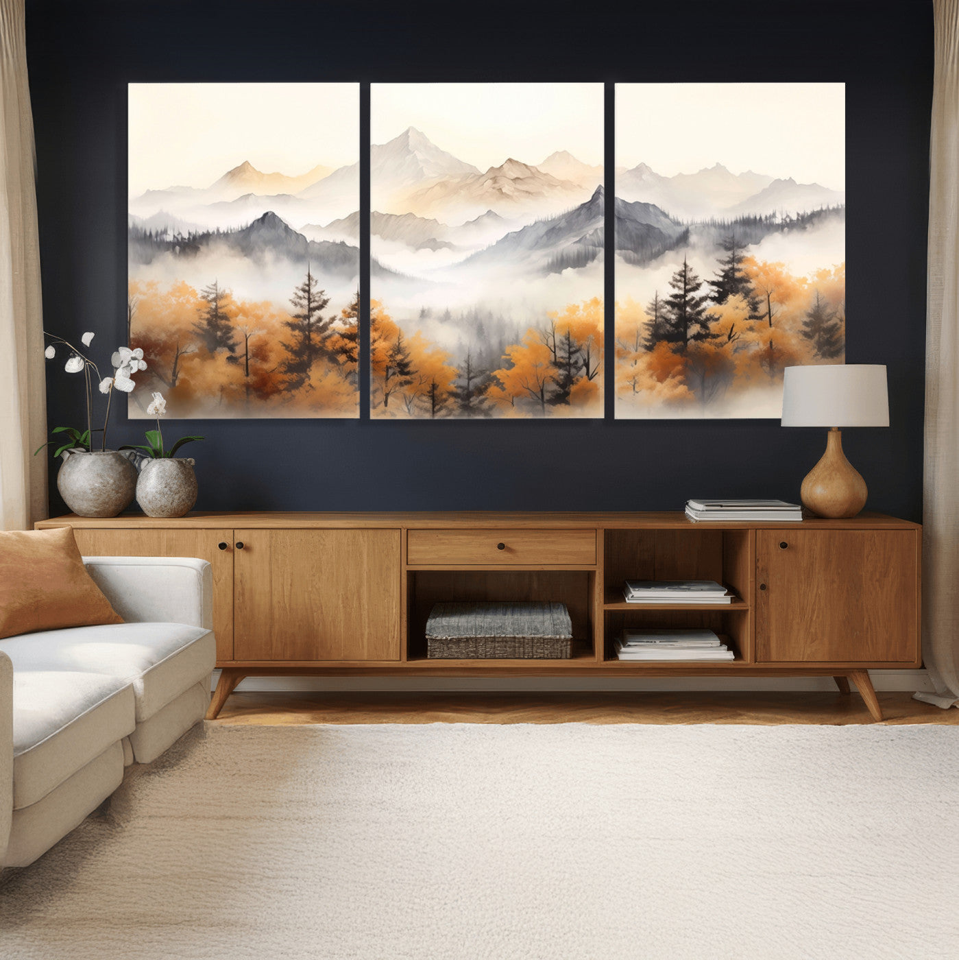 70049-MGV-CV-36X24 - Abstract Mountain Wall Art | Misty Mountain Forest and Mountains Canvas Print for Living Room,