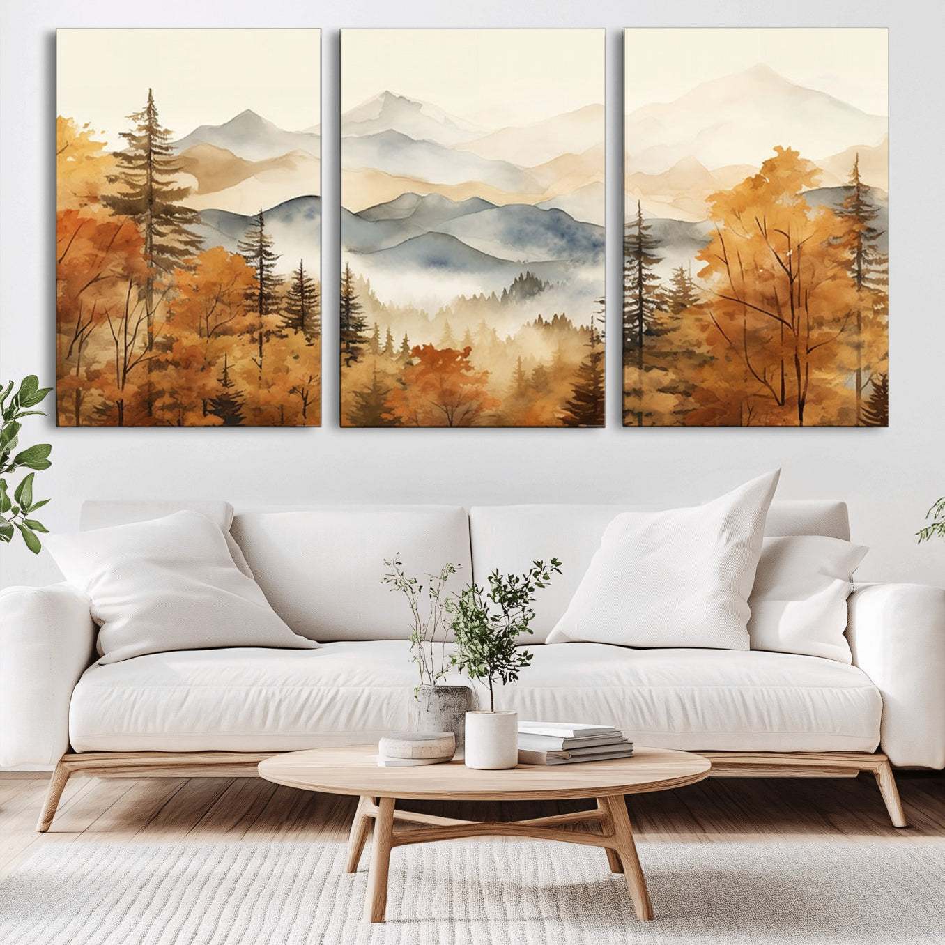 72950-MGV-CV-36X24-Golden Autumn Forest Wall Art Canvas | Mountain Landscape Canvas Print for Living Room or Bedroom |