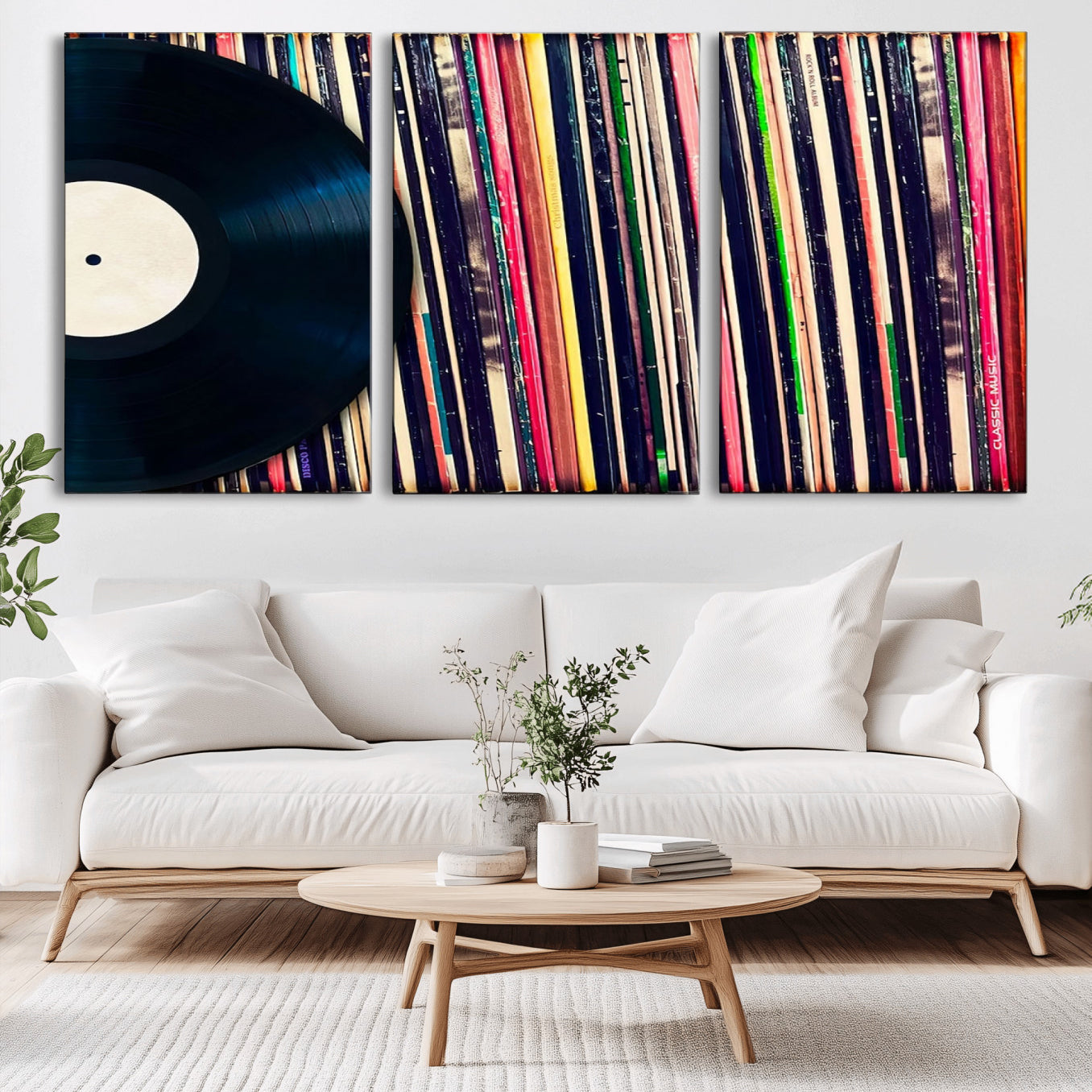 -Vinyl Record and Album Collection Canvas Wall Art - Retro Music Decor, Vintage Vinyl, Vinyl Record