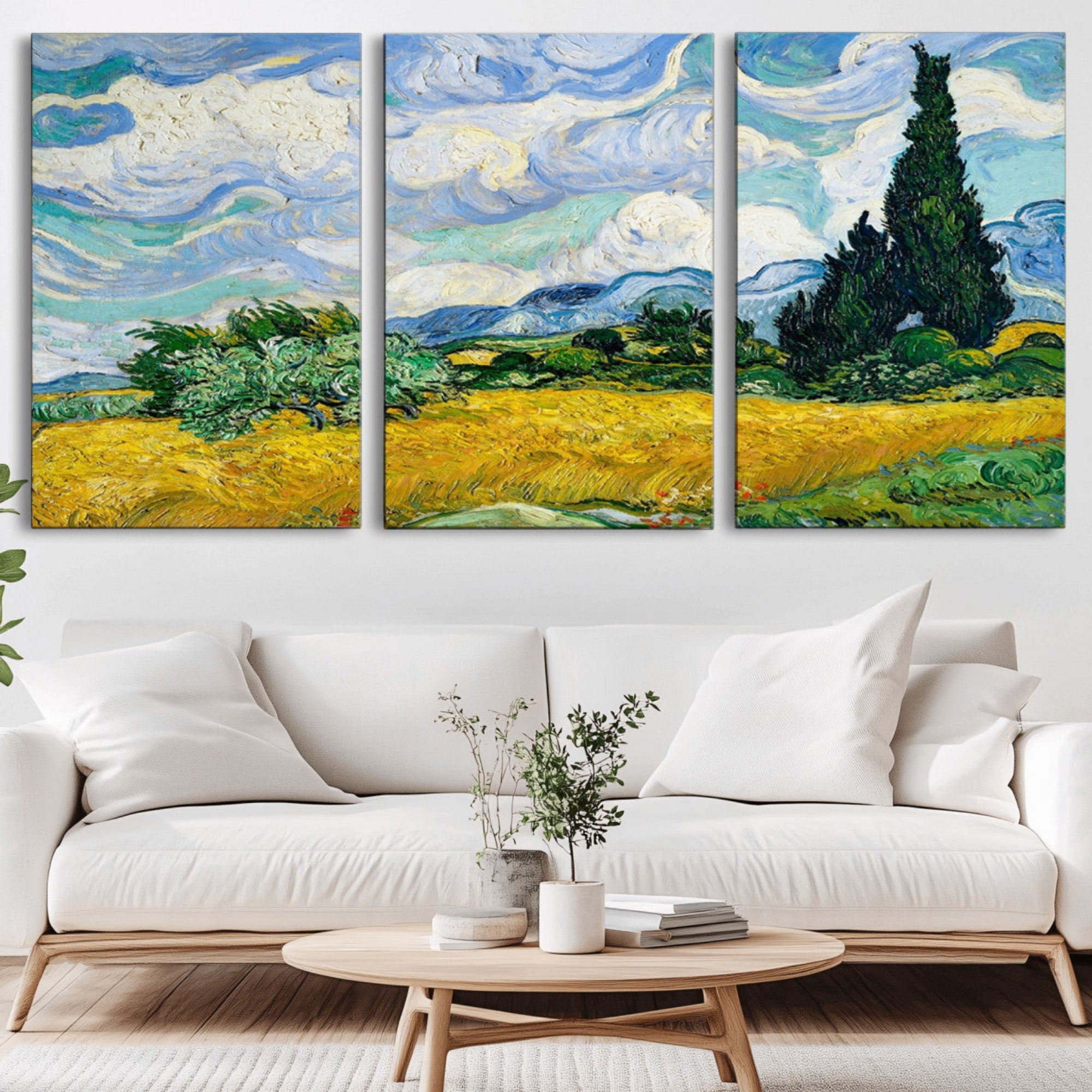 97252-MGV-CV-36X24-Wheatfield With Cypresses By Van Gogh Painting Wall Art Canvas, Wheatfield With Cypresses Canvas