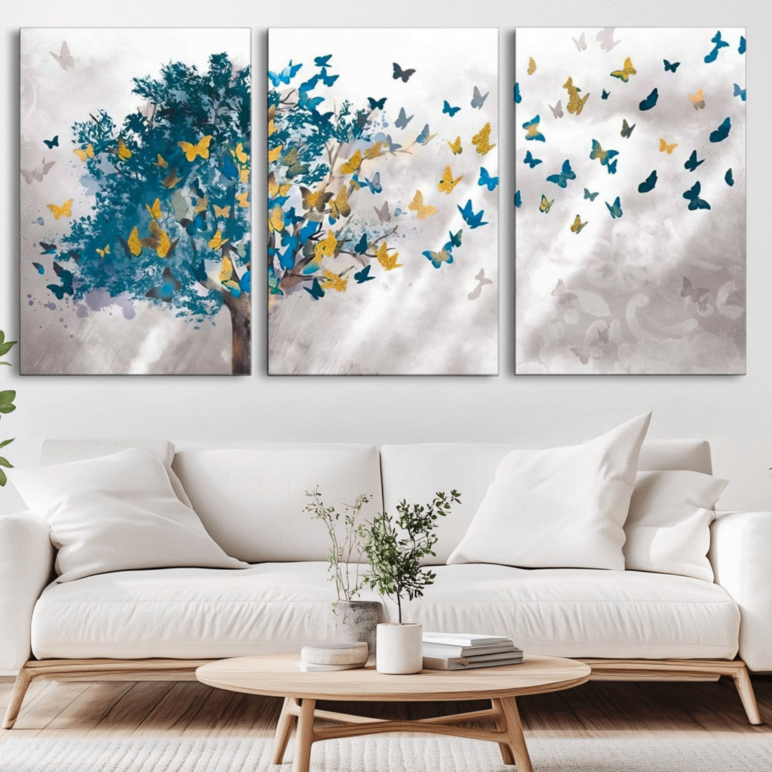 Tree Butterfly Abstract Tree and Butterfly Wall Art Canvas Print