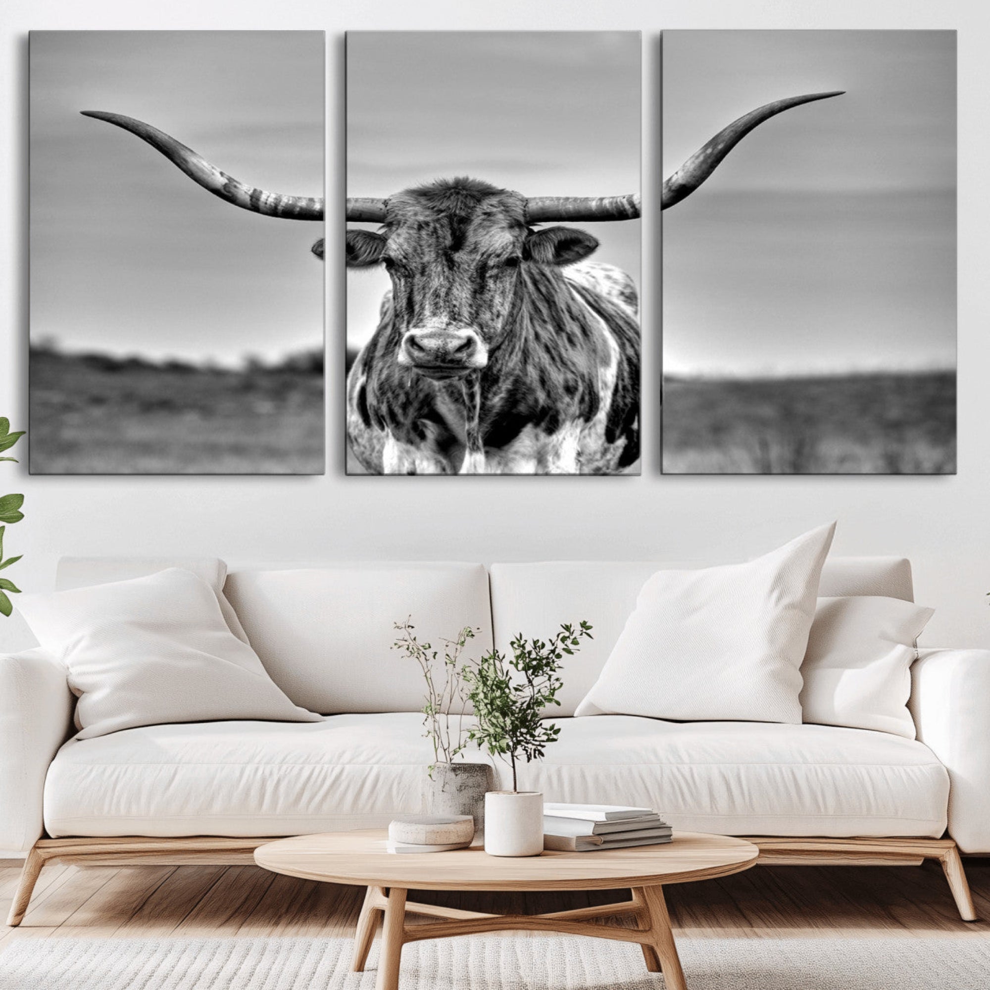 70836-MGV-CV-36X24-Texas Longhorn Cow Wall Art, Texas Longhorn Canvas, Cattle Canvas Print