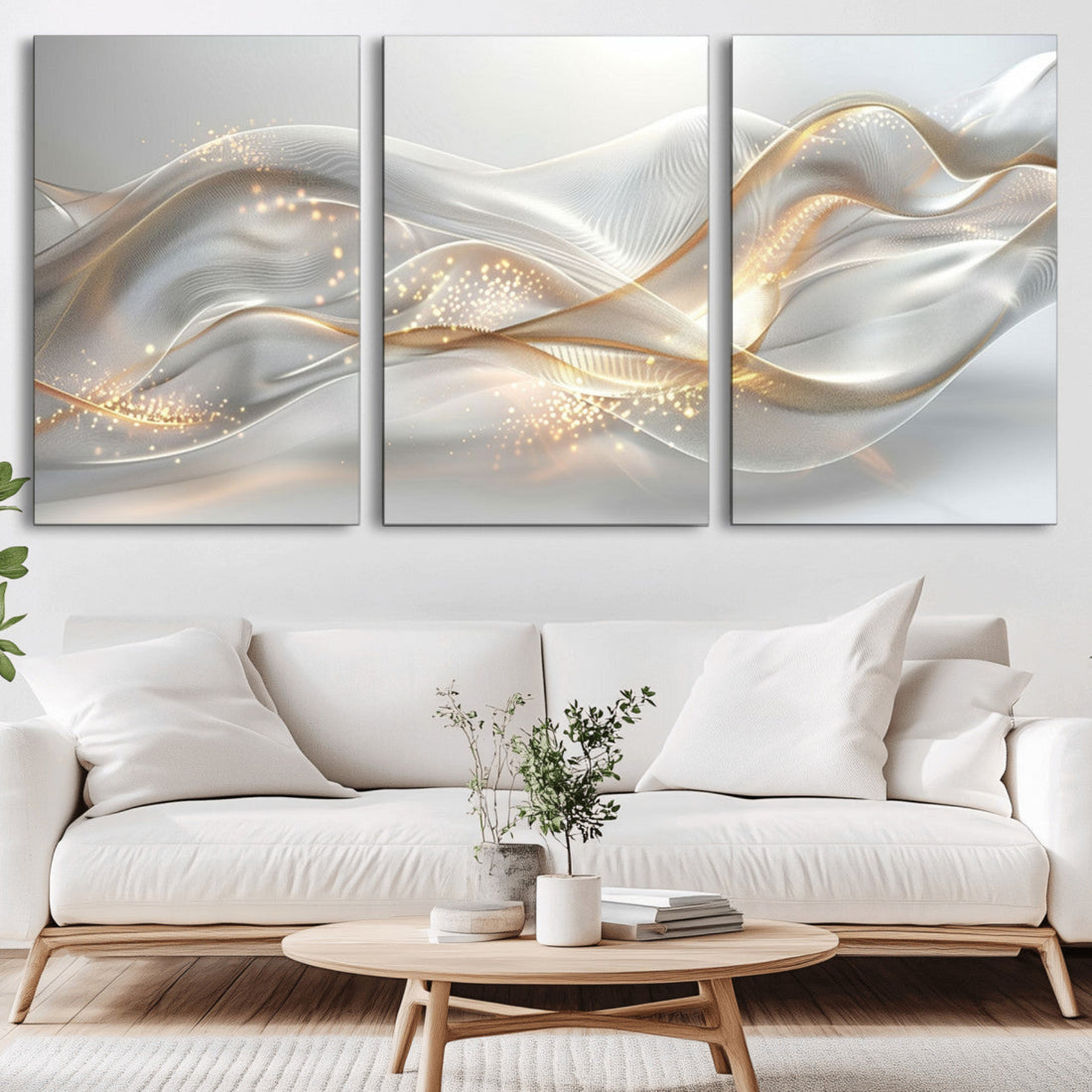 Abstract Art Grey and Gold Lines Wall Art
