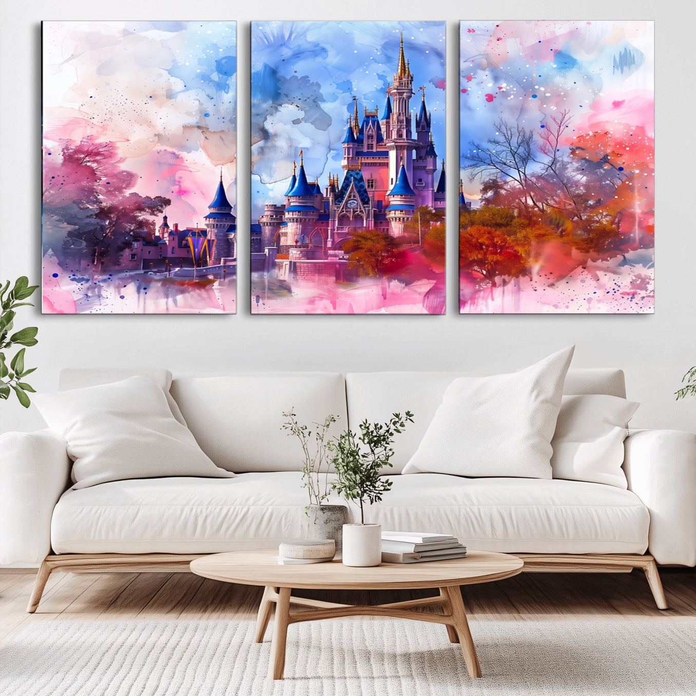 58662-MGV-CV-36X24-Disney Wall Art: Dreamy Watercolor Cinderella Castle Canvas Print
