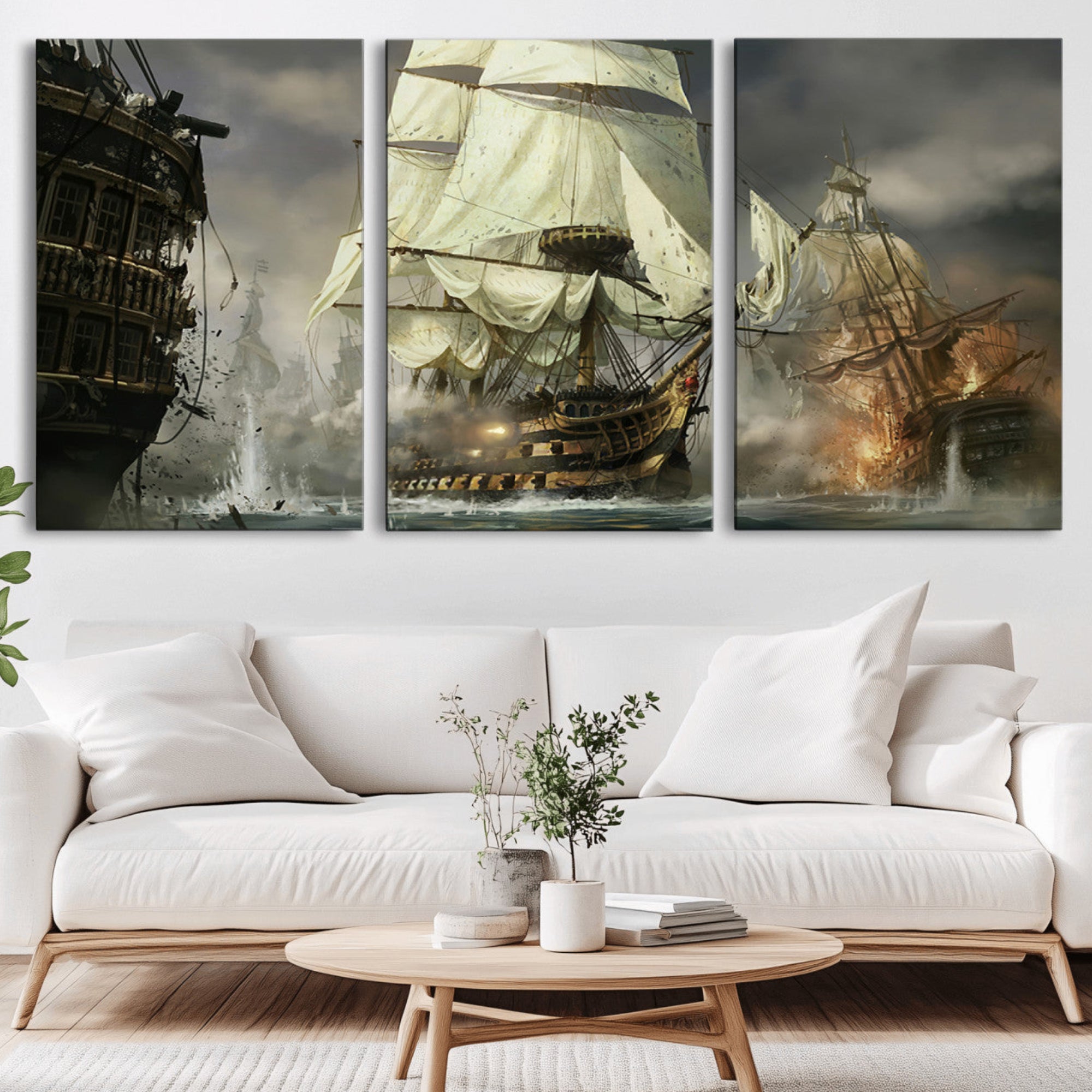 26512-MGV-CV-36X24-Pirate Ship War Wall Art Canvas Print