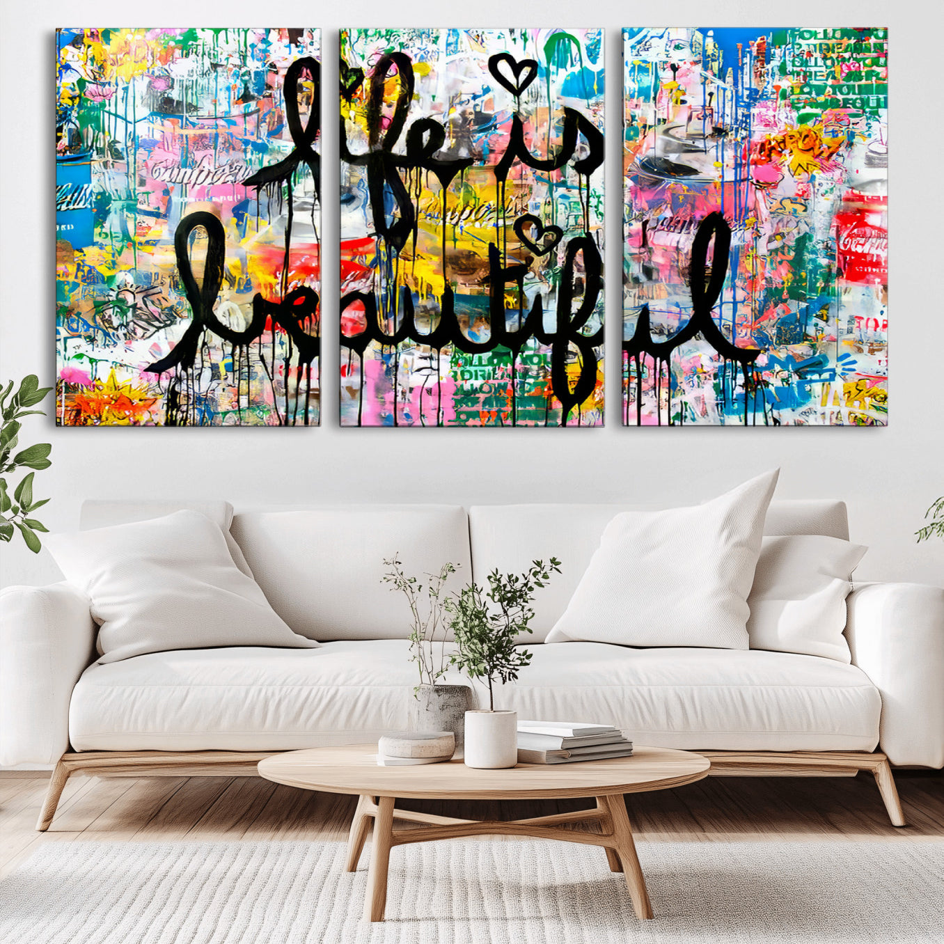 -Life Beautiful Art Print - Banksy Graffiti Wall Art Canvas Print | Graffiti Wall Art Canvas Print