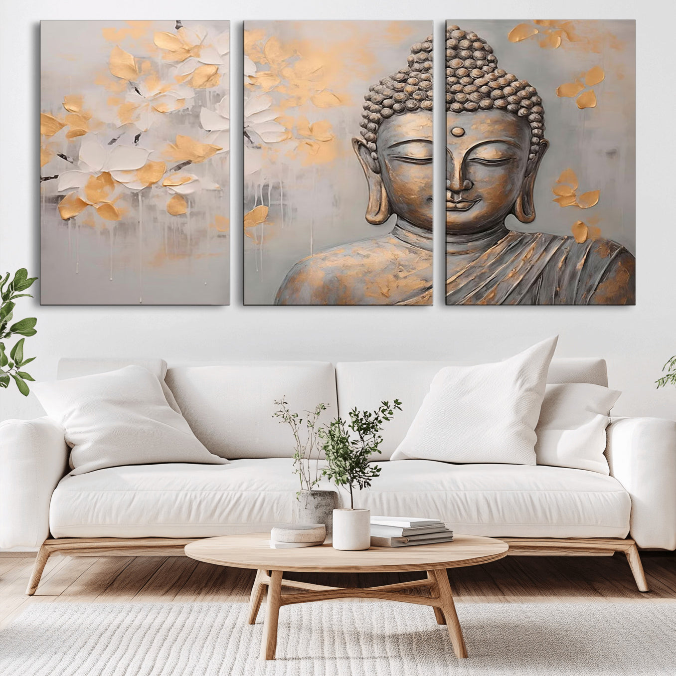 -Abstract Buddha Statue Wall Art Canvas Print - Modern Meditation Decor for Living Room, Office, Yoga