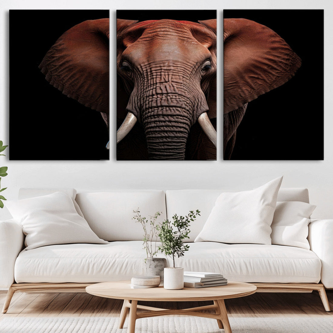 Wild Elephant Wall Art Canvas Print, Africa Savannah Wild Animal Decor