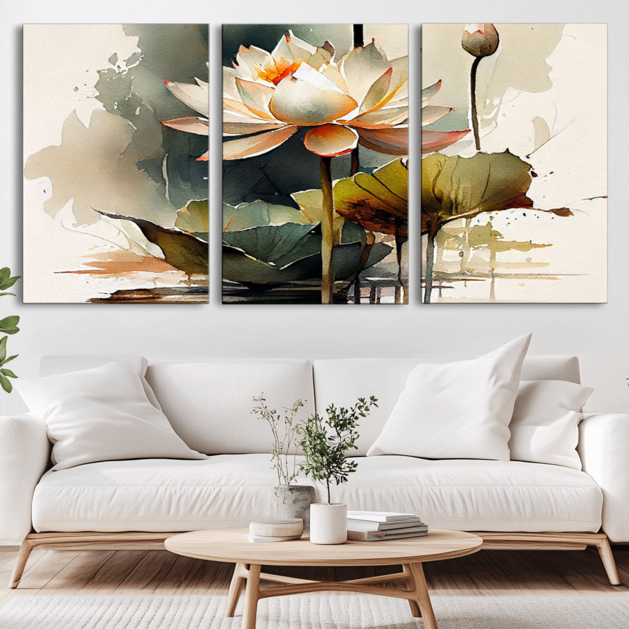 62531-MGV-CV-36X24-Lotus Flower Watercolor Canvas Print – A Symbol of Serenity and Growth, Captured in Soft Watercolors