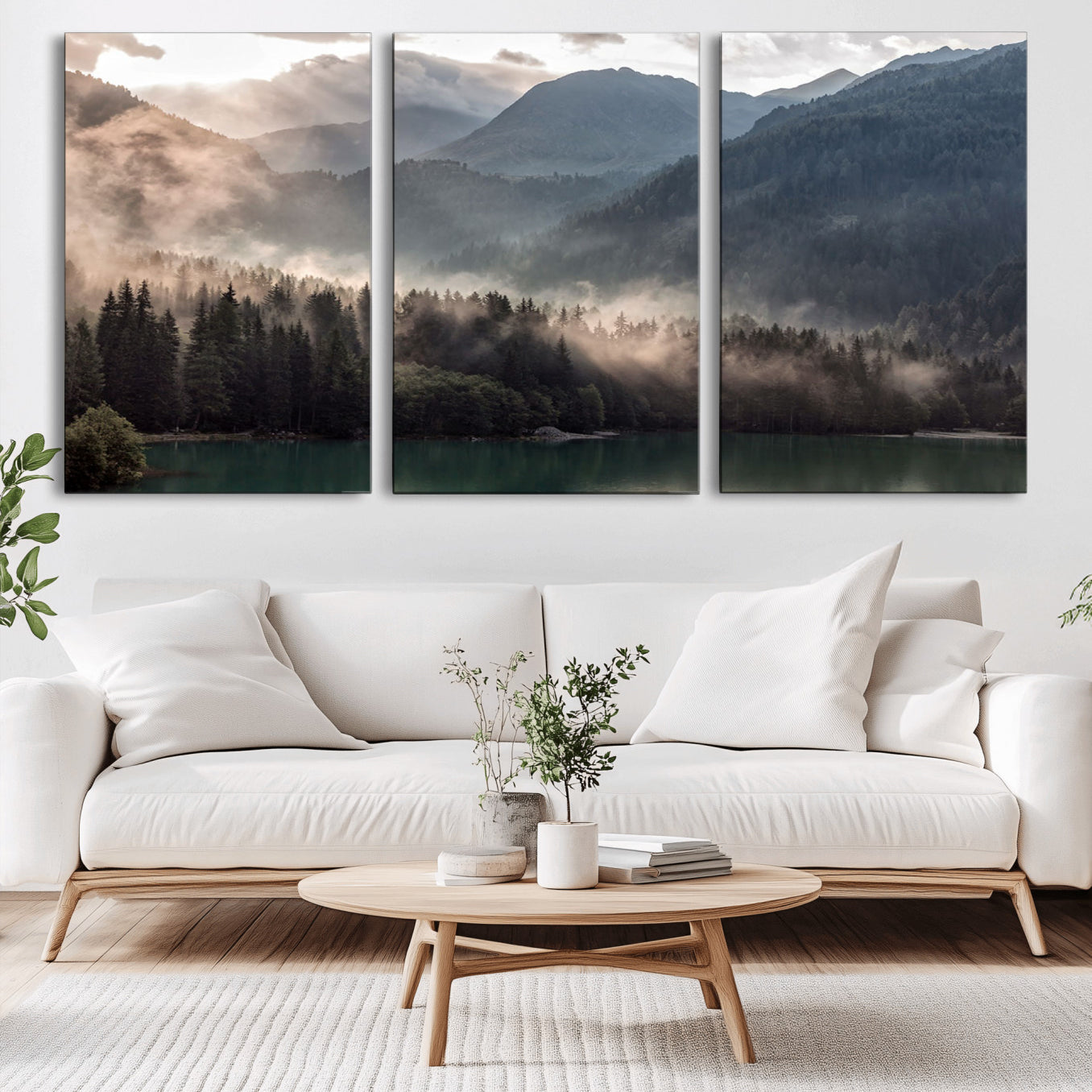 -Foggy Mountain Canvas Print Forest Wall Art