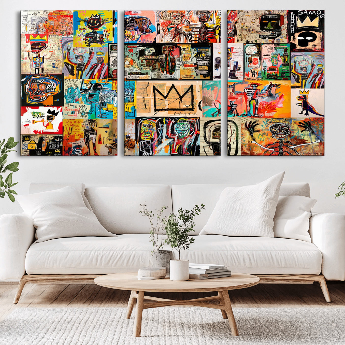 -Abstract Art Collage Wall Art Canvas Print – Framed, Ready to Hang, Urban Graffiti Style