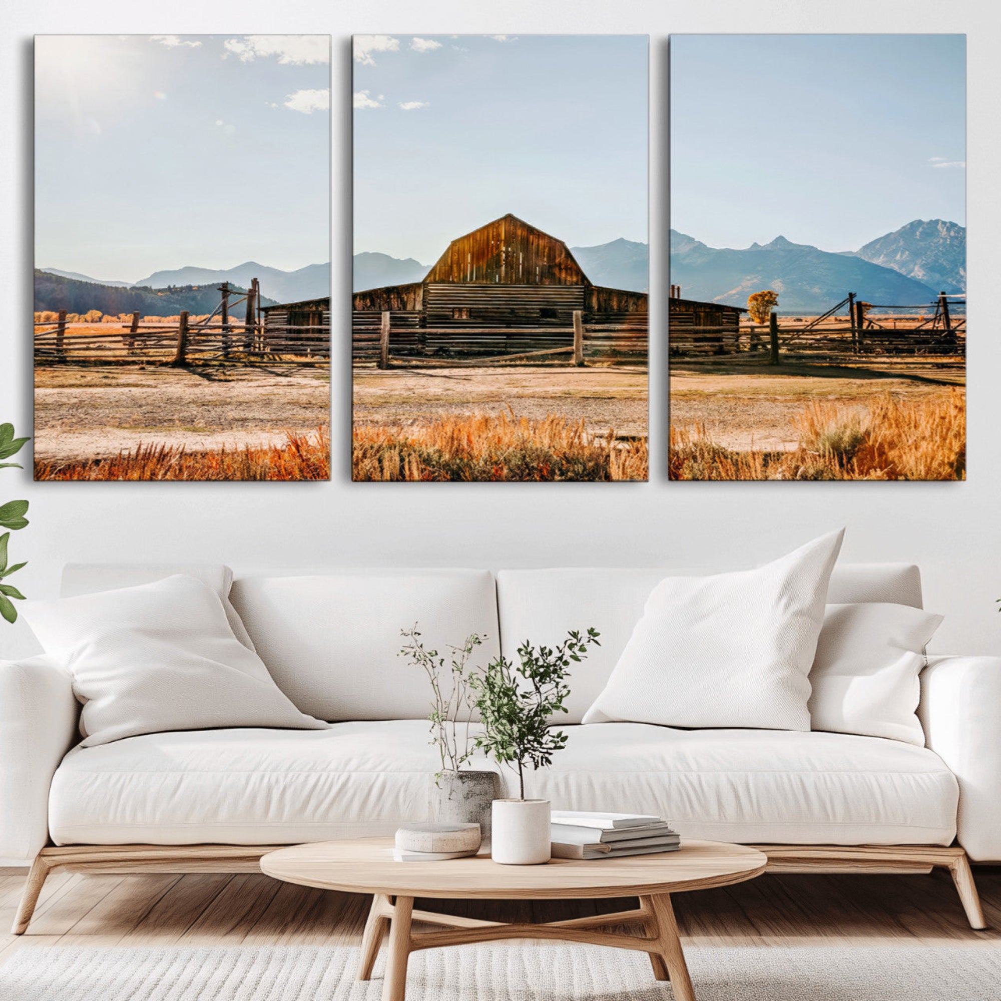 26513-MGV-CV-36X24-Vintage Old Barn Field Wall Art Canvas Print for Farmhouse Decor - Rustic Barn Wall Art Canvas Print