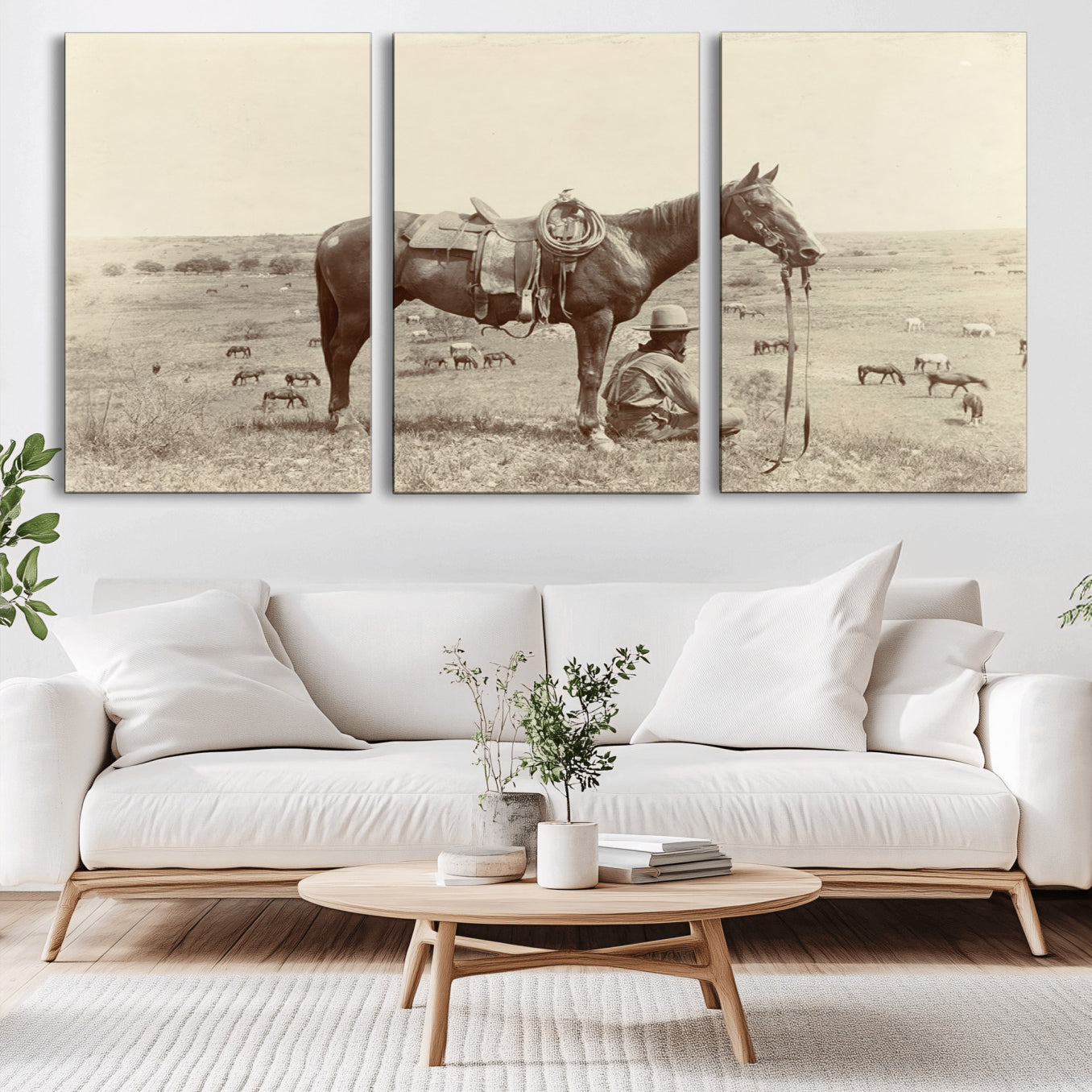 -Cowboy Wall Art - Western Horse Canvas Print - Vintage Western Wall Art Canvas Print, Ready to Hang