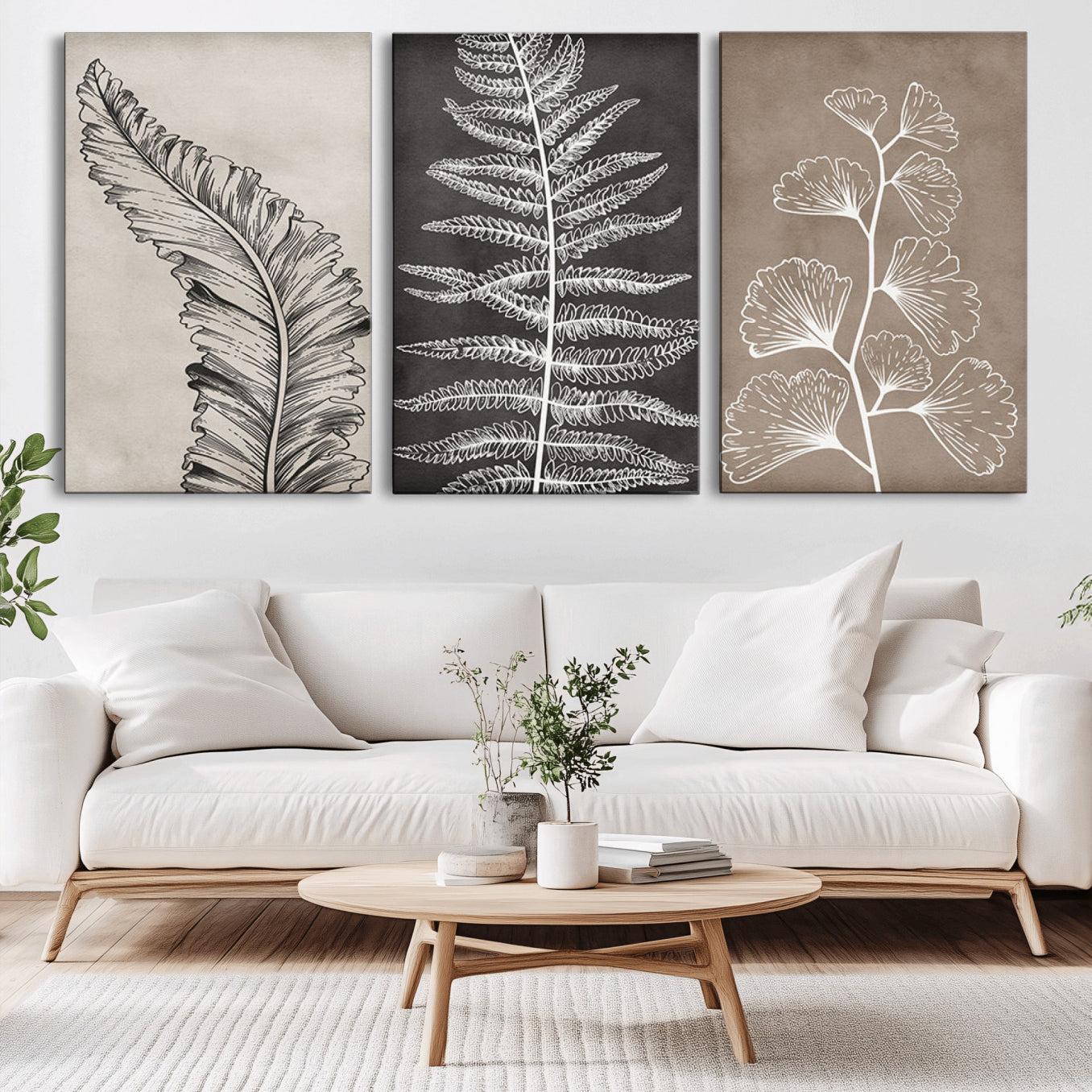 -Minimalist Botanical Wall Art Canvas Print, Framed and Ready to Hang - Nature Art Print for Home