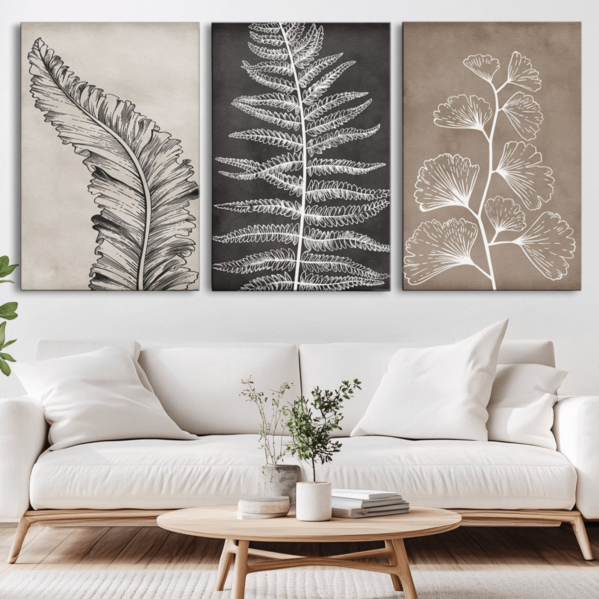 97474-MGV-CV-36X24-Minimalist Botanical Wall Art Canvas Print, Framed and Ready to Hang - Nature Art Print for Home