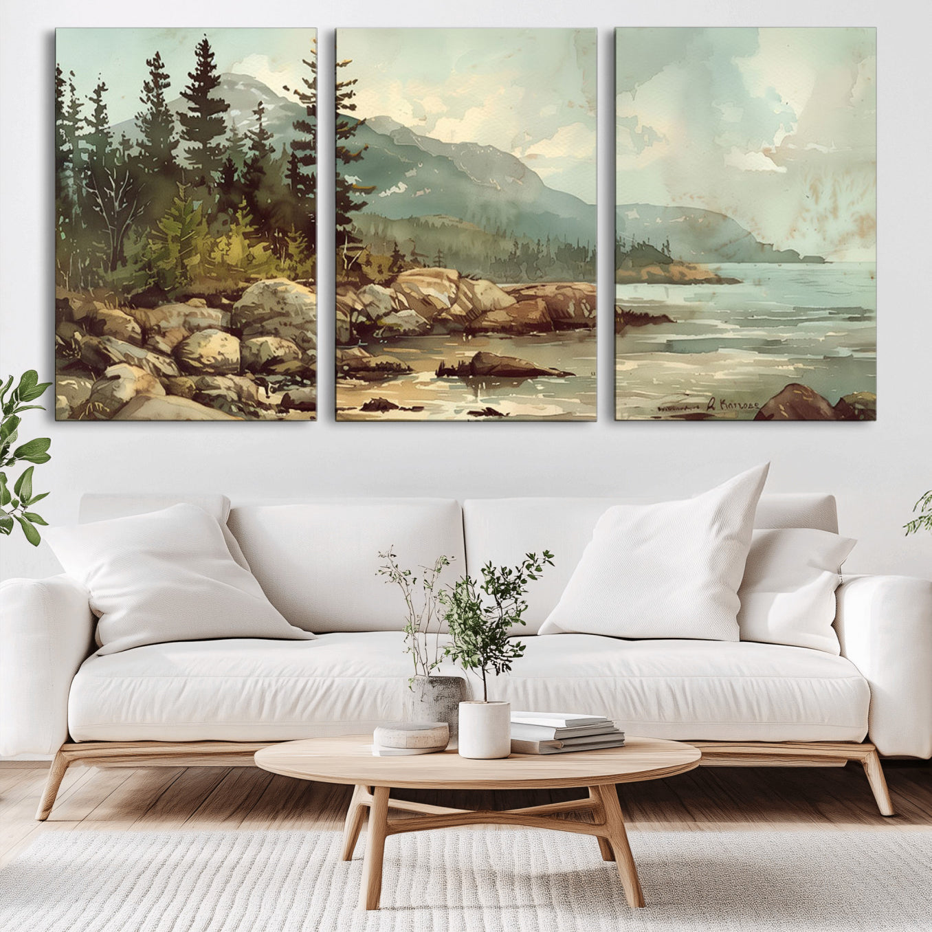 24809-MGV-CV-36X24-Abstract Acadia National Park Wall Art Canvas Print - Stunning 3-Panel Wall Art Canvas Print,