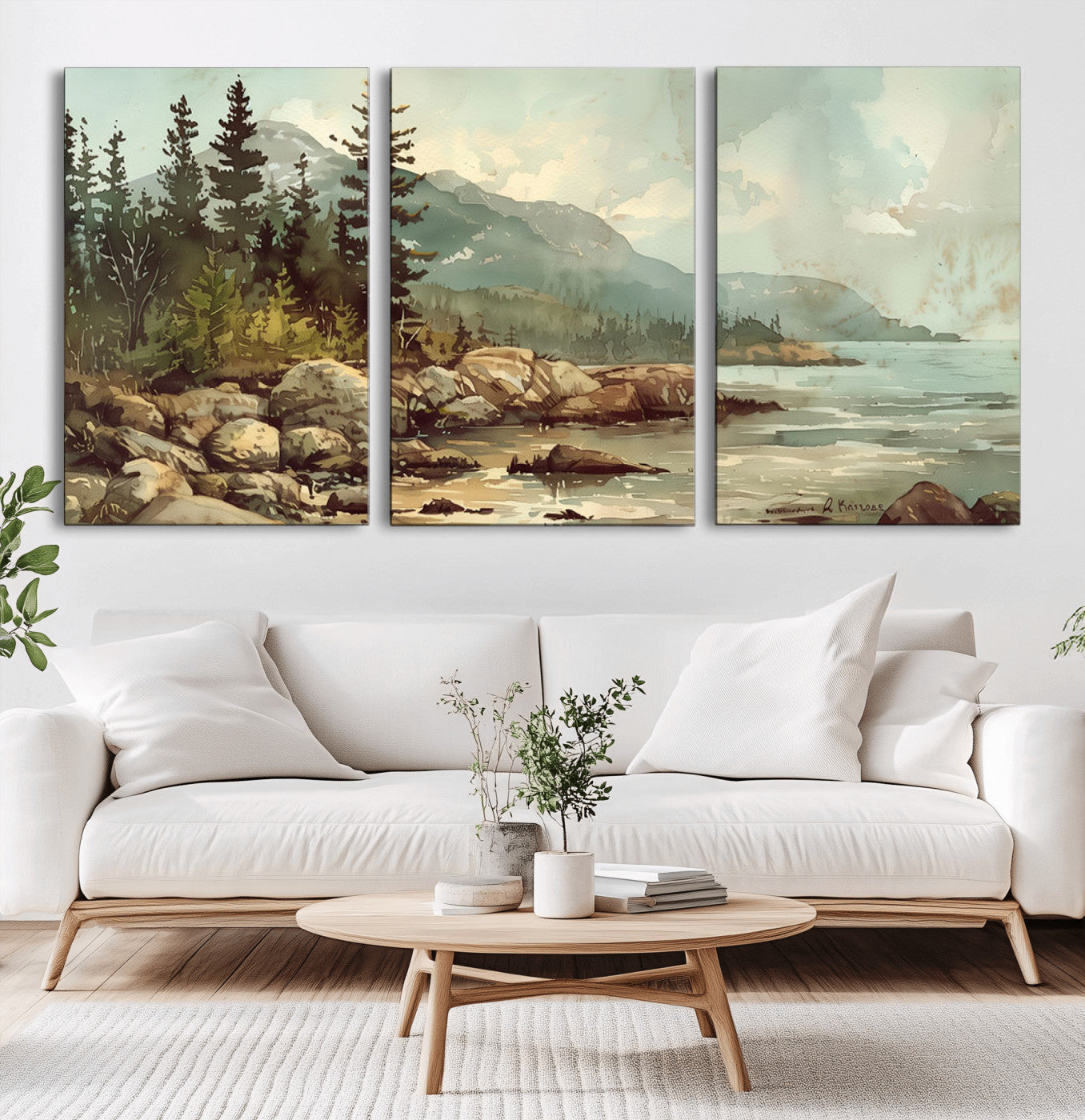 24809-MGV-CV-36X24-Abstract Acadia National Park Wall Art Canvas Print - Stunning 3-Panel Wall Art Canvas Print,