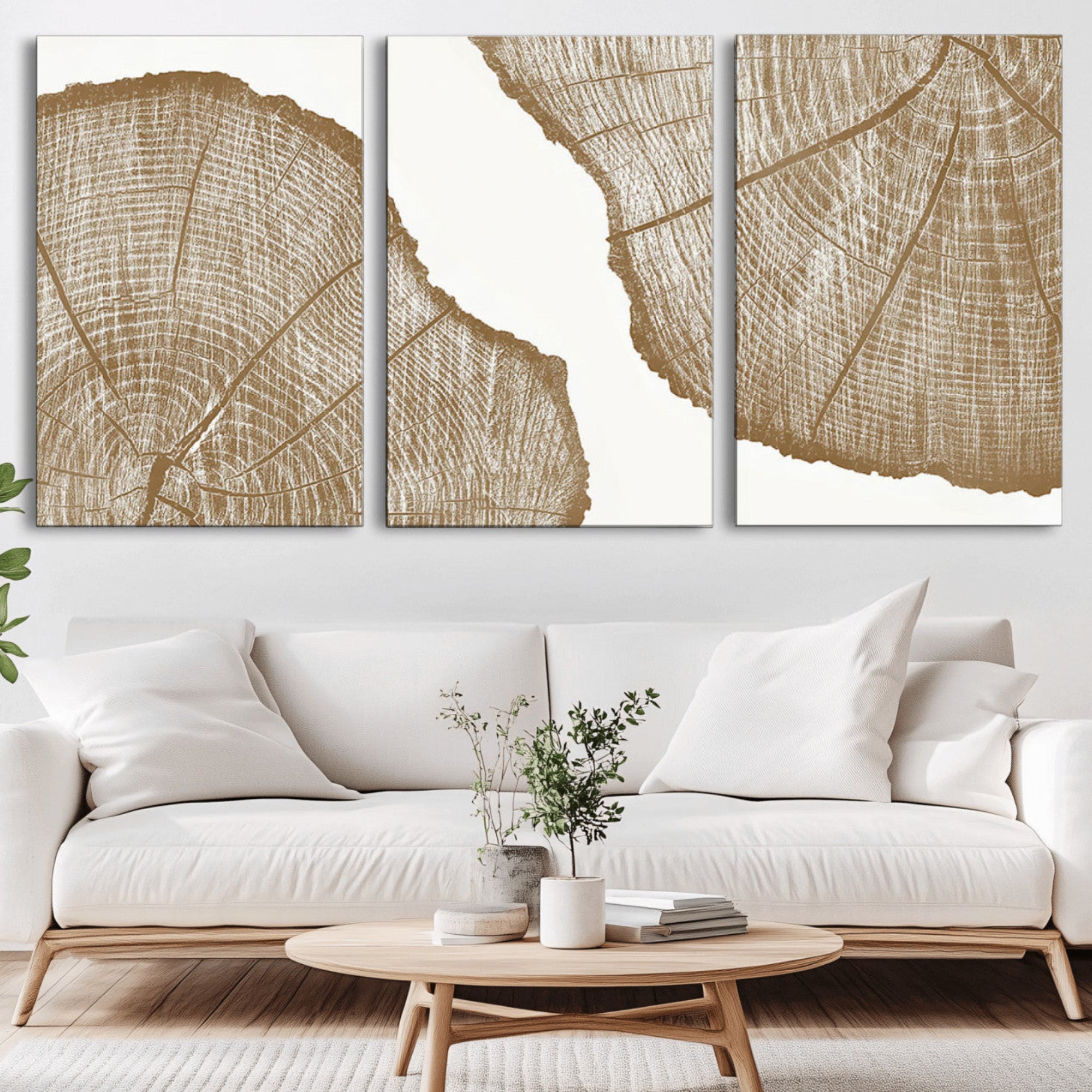 99692-MGV-CV-36X24-Rustic Brown Tree Ring Wall Art Canvas Print – Framed and Ready to Hang – Elegant Nature-Inspired