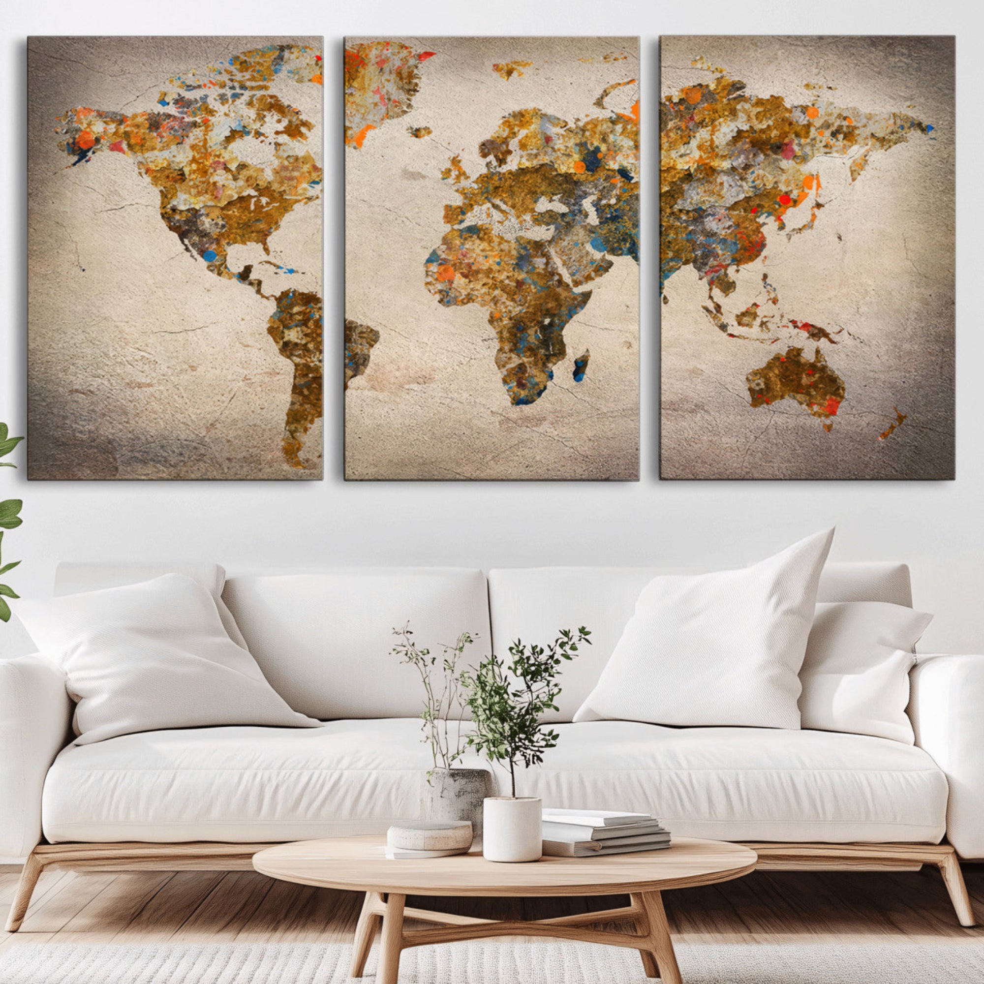 69409-MGV-CV-36X24-Push Pin World Map Canvas Print – Travel Tracker Wall Art for Couples, Perfect Anniversary Gift for Home or Office Decor
