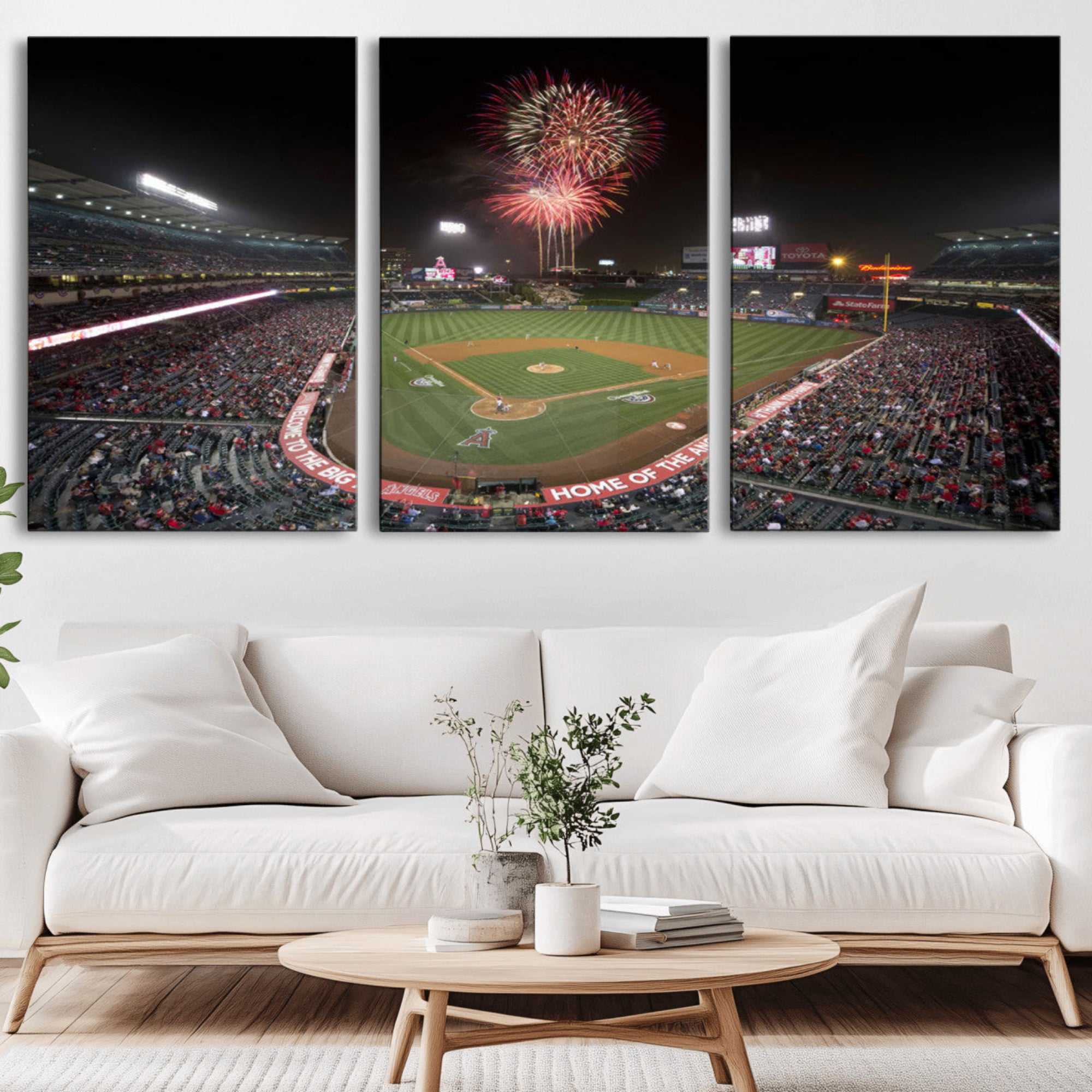 63592-MGV-CV-36X24-Fireworks at Angel Stadium – Los Angeles Angels Canvas Print, Framed Los Angeles Angels Wall Art
