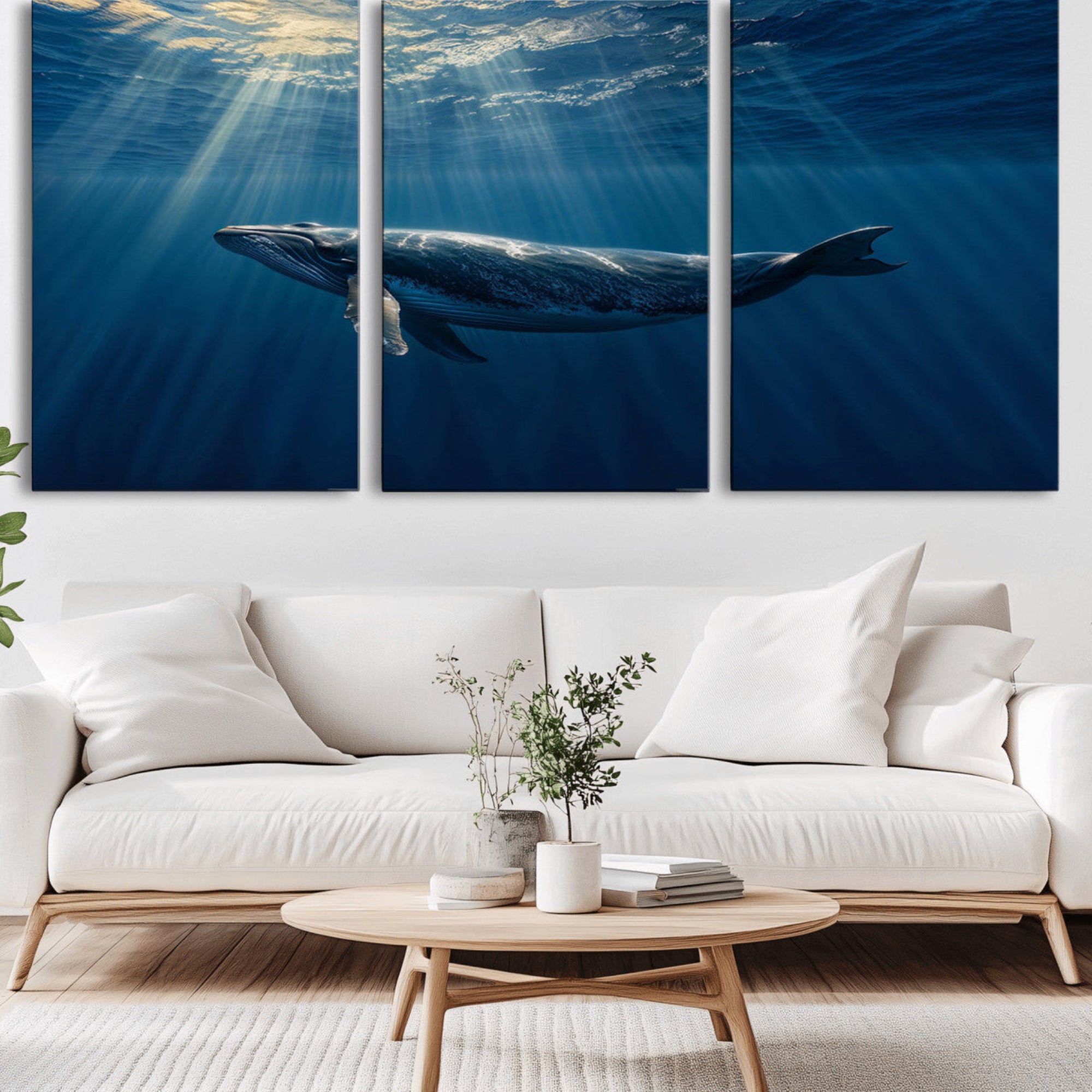 18052-MGV-CV-36X24-Whale under Ocean Wall Art Canvas Print