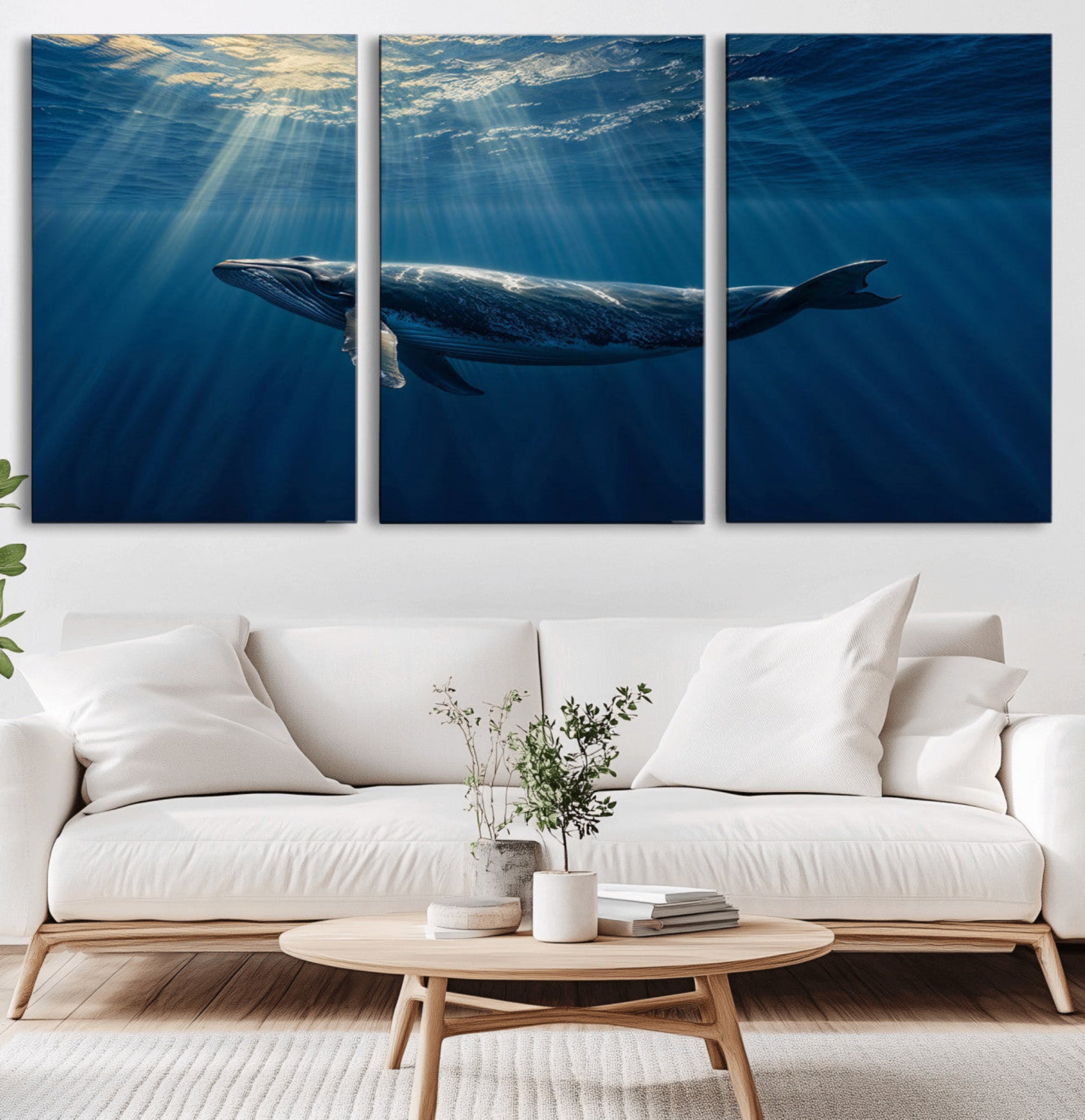 18052-MGV-CV-36X24-Whale under Ocean Wall Art Canvas Print
