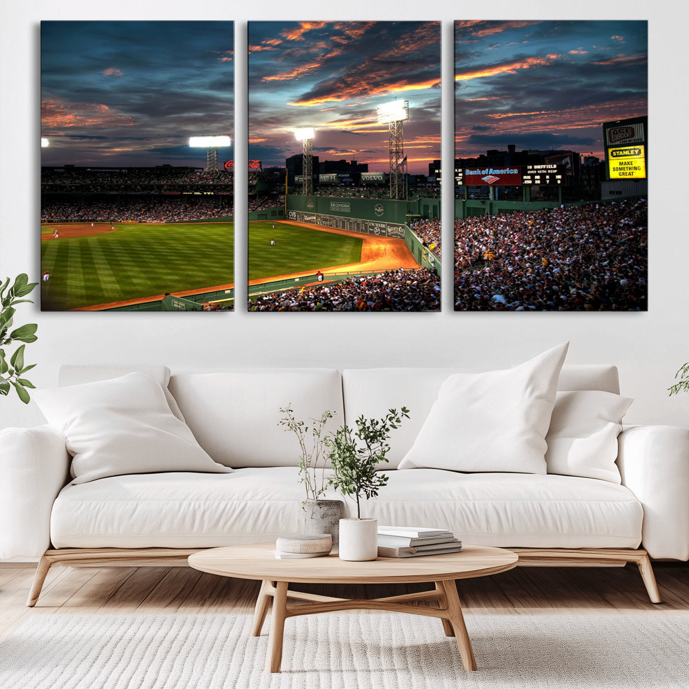 66781-MGV-CV-60X30-3P-Fenway Park Wall Art Canvas Print | Large Baseball Stadium Canvas Print for Boston Red Sox Fans |