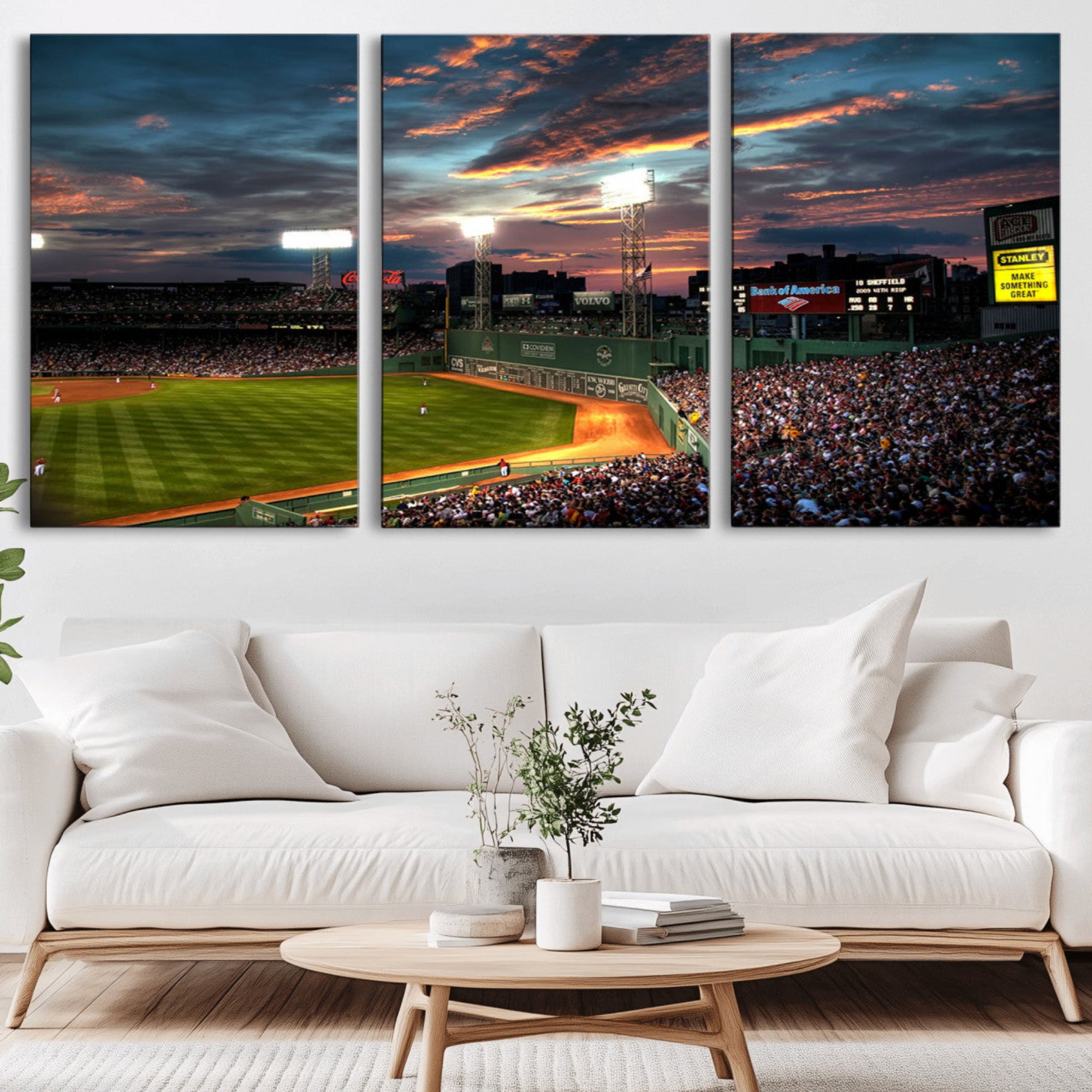 66781-MGV-CV-60X30-3P-Fenway Park Wall Art Canvas Print | Large Baseball Stadium Canvas Print for Boston Red Sox Fans |