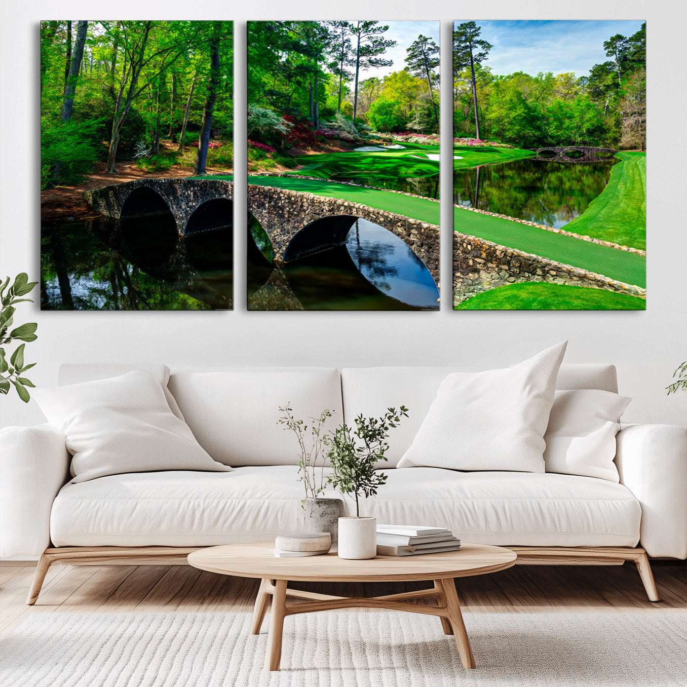 -Augusta National Golf Club Wall Art - Panoramic Bridge & Lush Greenery – Premium Framed,