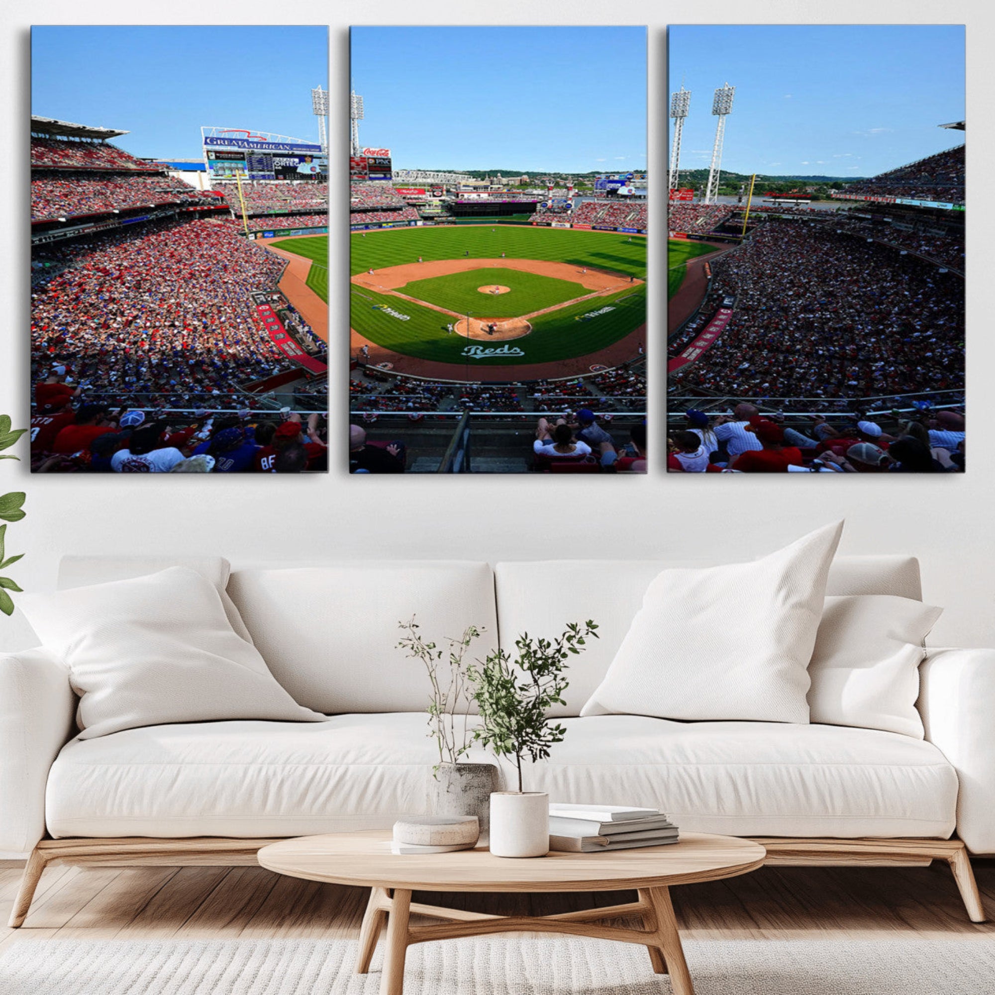 90998-MGV-CV-36X24-Cincinnati Reds Baseball Canvas Print - Great American Ball Park Stadium Wall Art Canvas Print