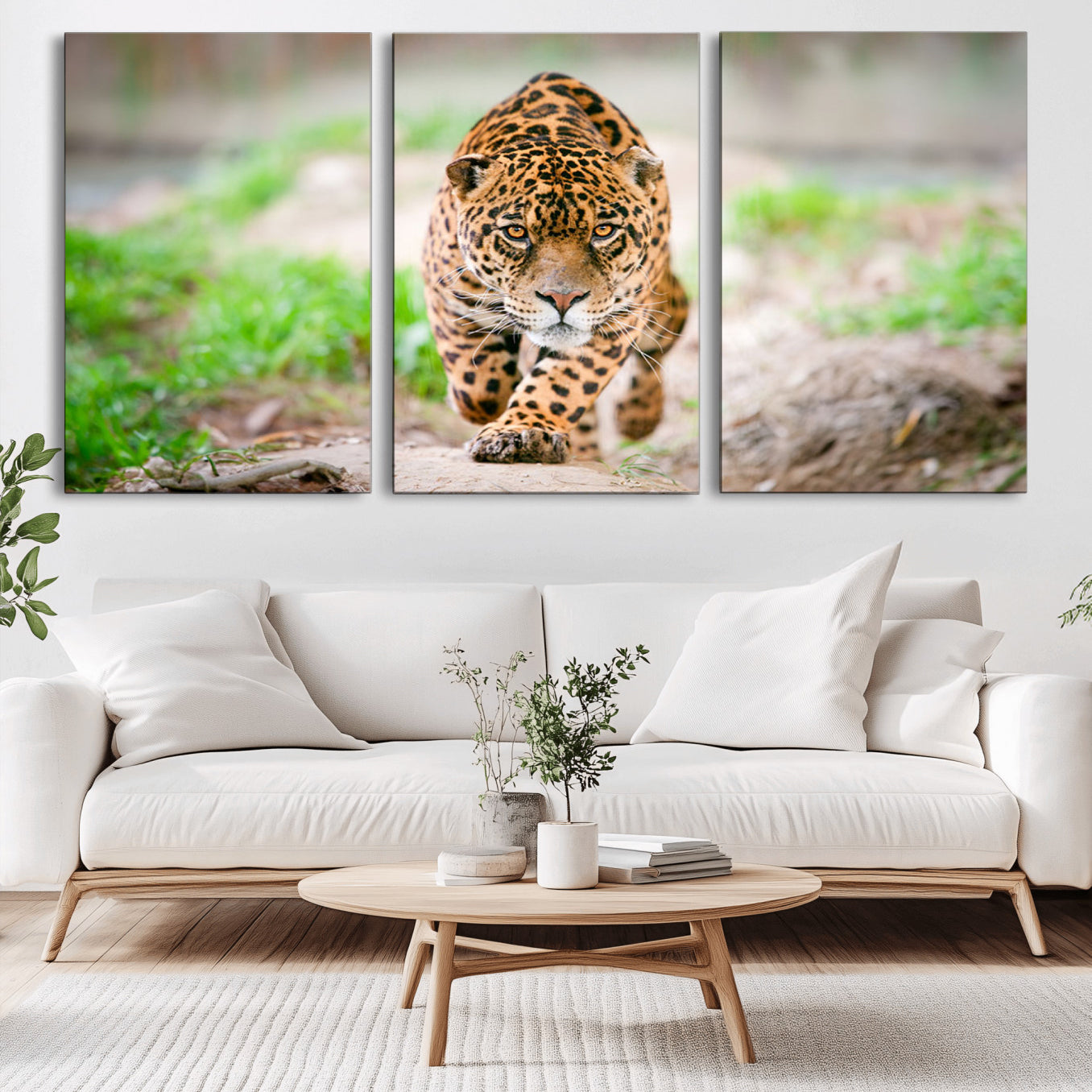 -Leopard on the Prowl - Stunning Large Framed Leopard Wall Art Canvas Wall Art for Living Room,
