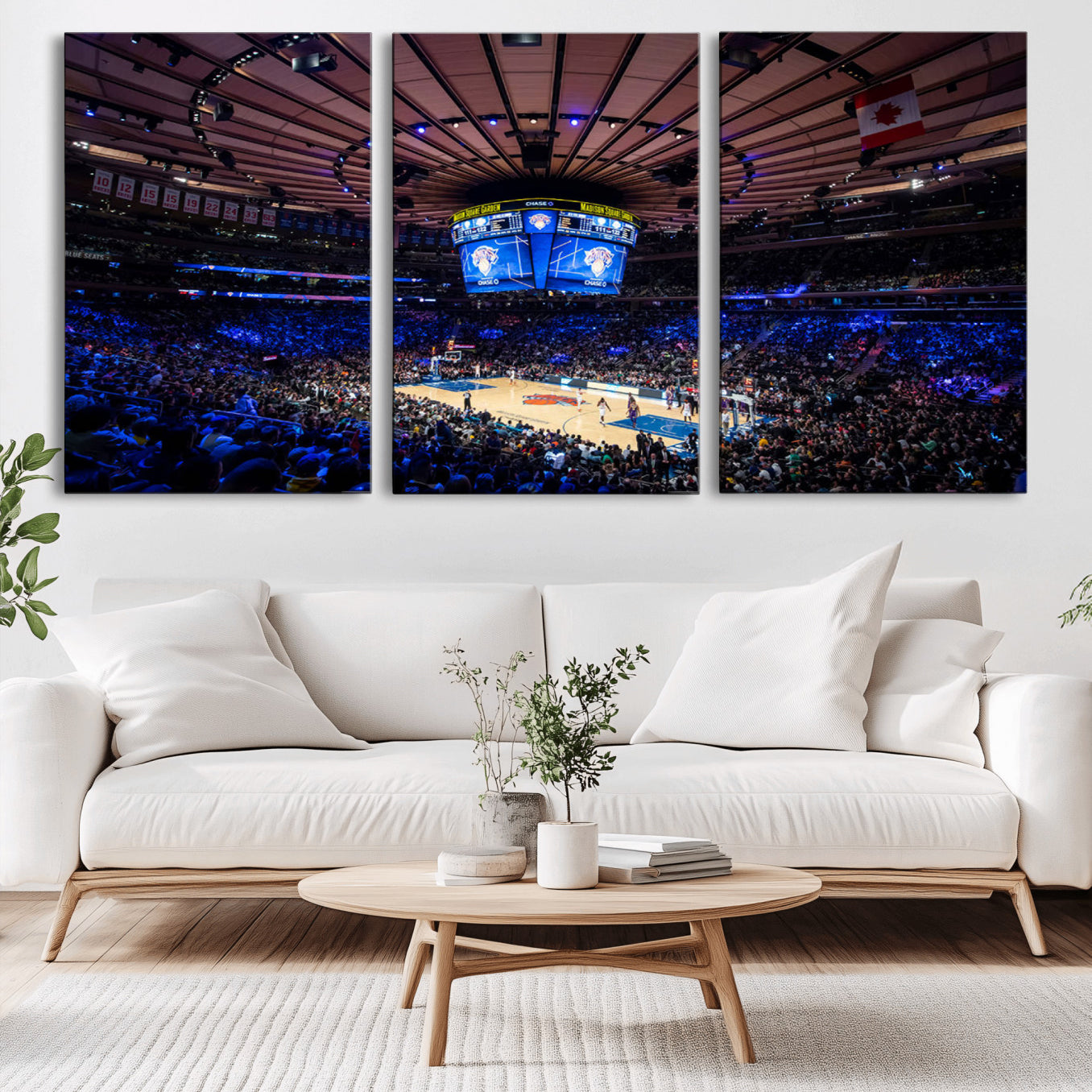 -Madison Square Garden Basketball Print Canvas- Madison Square Garden Basketball Game Triple Canvas