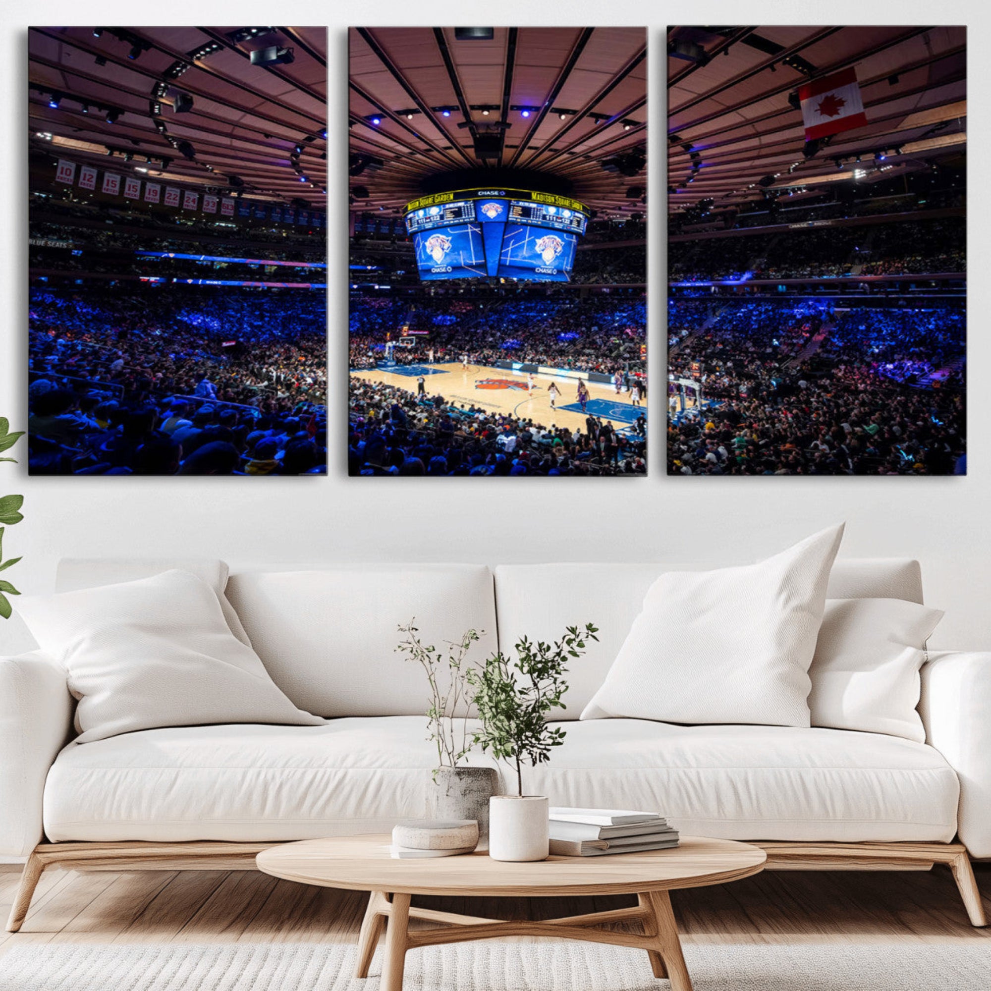 20491-MGV-CV-36X24-Madison Square Garden Basketball Print Canvas- Madison Square Garden Basketball Game Triple Canvas