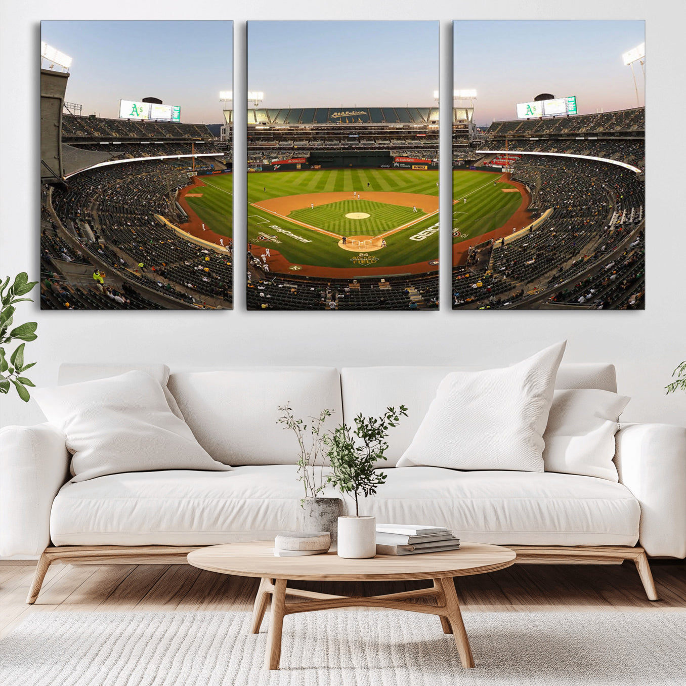 -Oakland Athletics Baseball Team Print - RingCentral Coliseum Stadium Wall Art Canvas Print