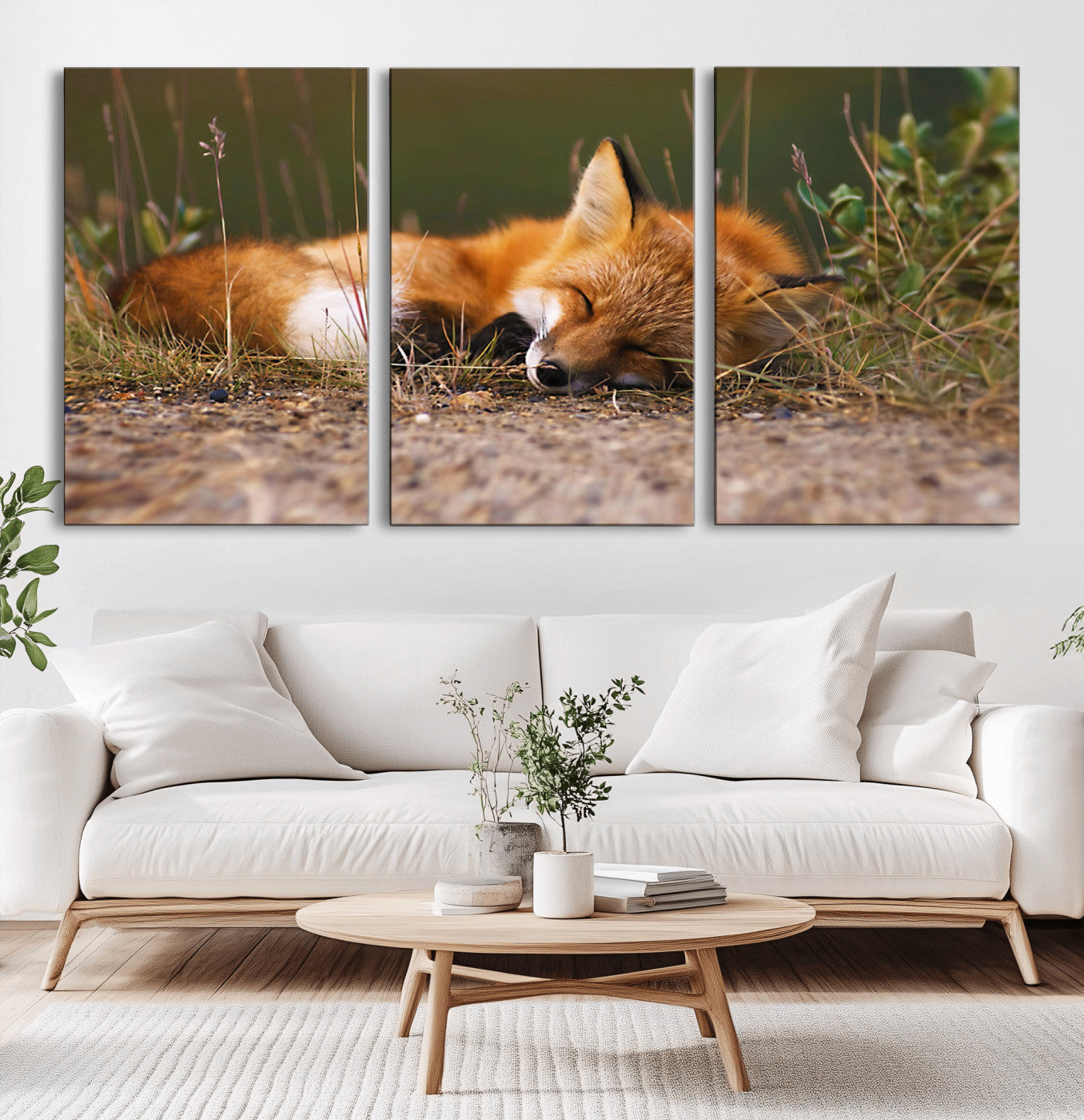 -Sleeping Fox Wall Art Canvas Print, Farmhouse Wall Decor and Animal Wall Art Print