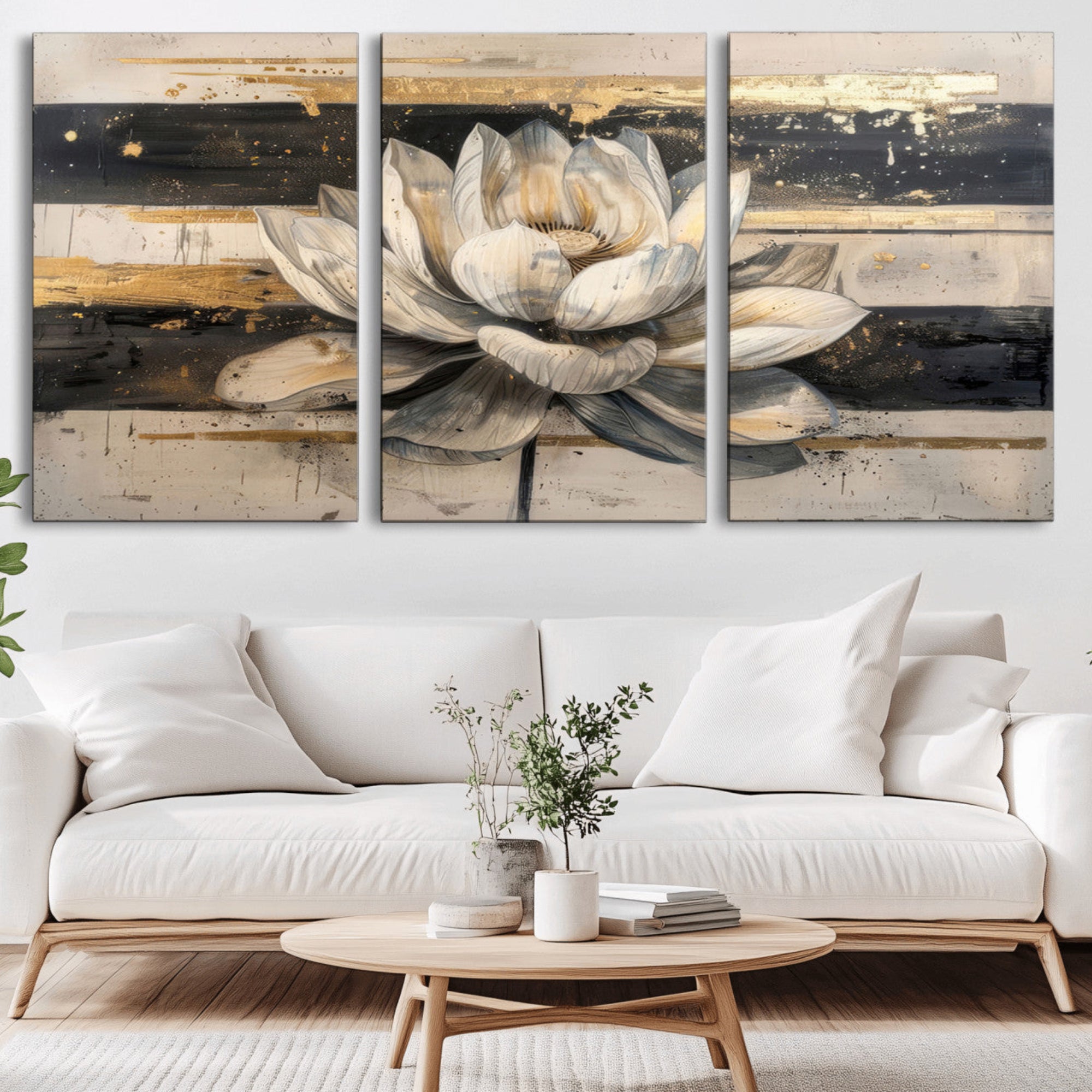 18807-MGV-CV-36X24-Abstract Lotus Flower Wall Art Canvas Print, Meditation Yoga Room Wall Art