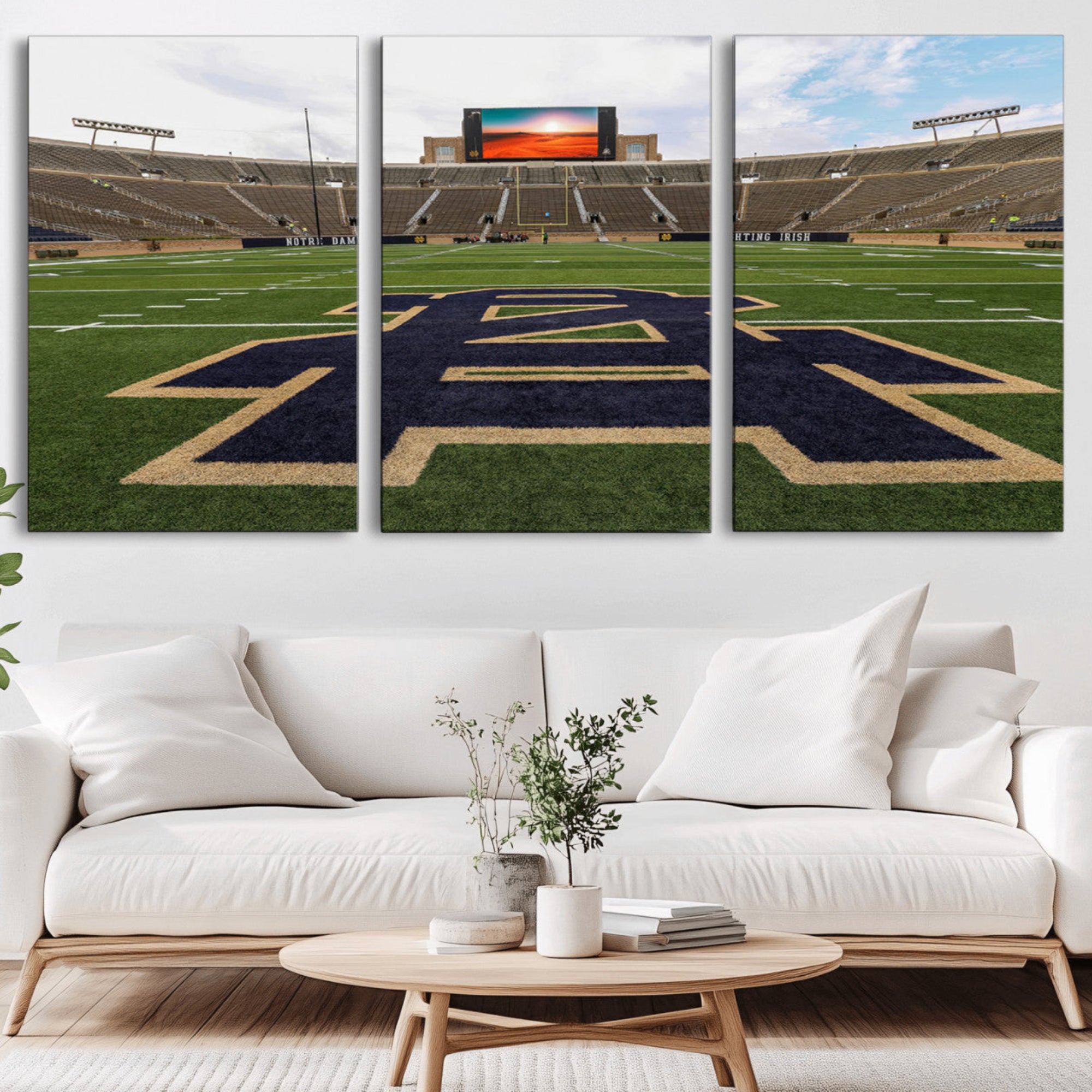 52835-MGV-CV-36X24-Notre Dame Stadium Giclee Canvas Print | Triptych Wall Art Featuring Iconic Notre Dame Football