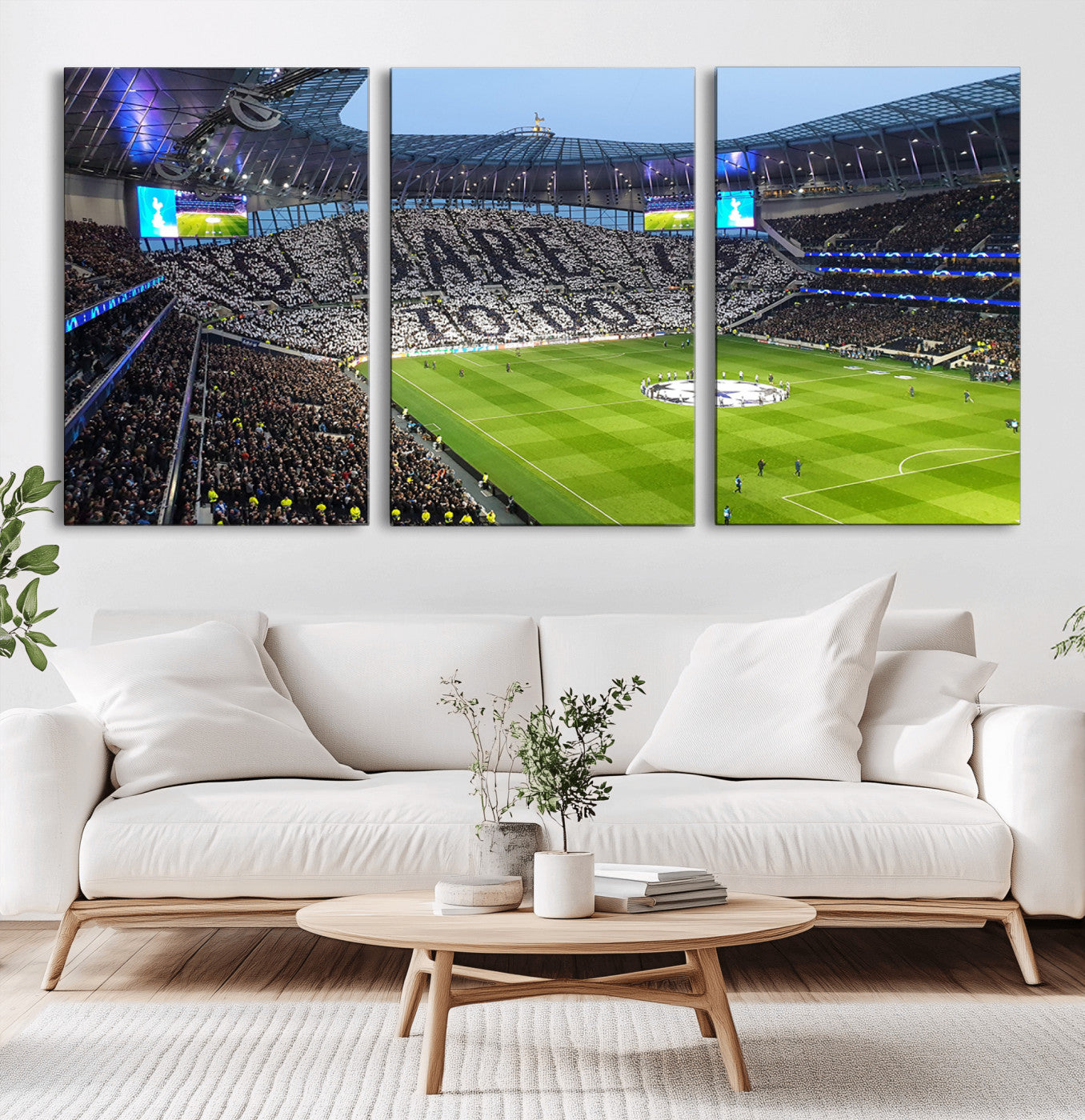 -Tottenham Hotspur Stadium Canvas Print, Match Day Triple Canvas Wall Art - Premier League Football