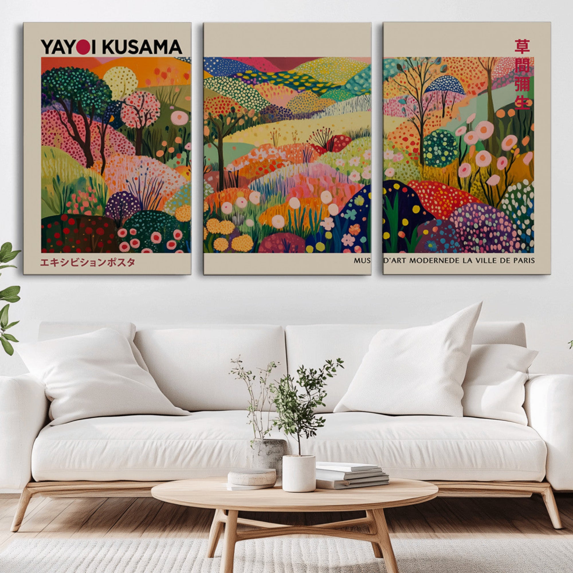 98921-MGV-CV-36X24-Framed Yayoi Kusama 1986 Wall Art Print – Japanese Wall Art Print, Wabi Sabi Yayoi Kusama Print -