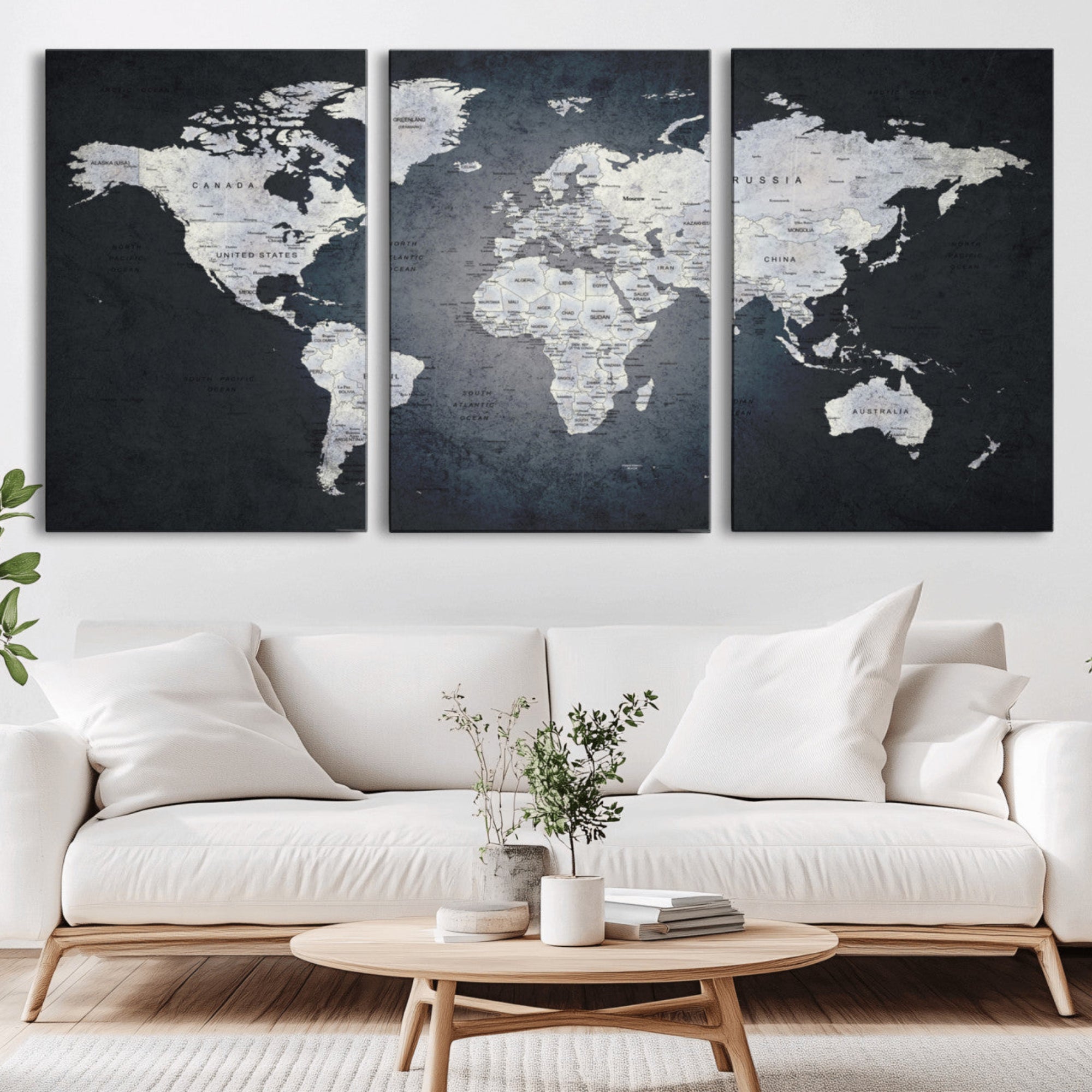 19124-MGV-CV-36X24-Push Pin World Map Canvas Print – Travel Tracker Wall Art for Couples, Perfect Anniversary Gift for Home or Office Decor