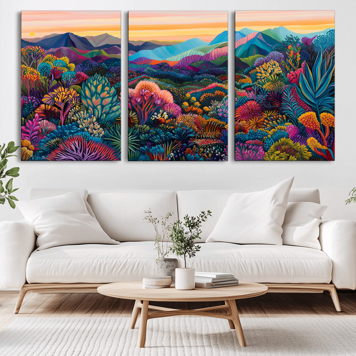 63728-MGV-CV-36X24-Colorful Abstract Landscape Wall Art Print Canvas - Vibrant Modern Decor for Living Room, Office, or