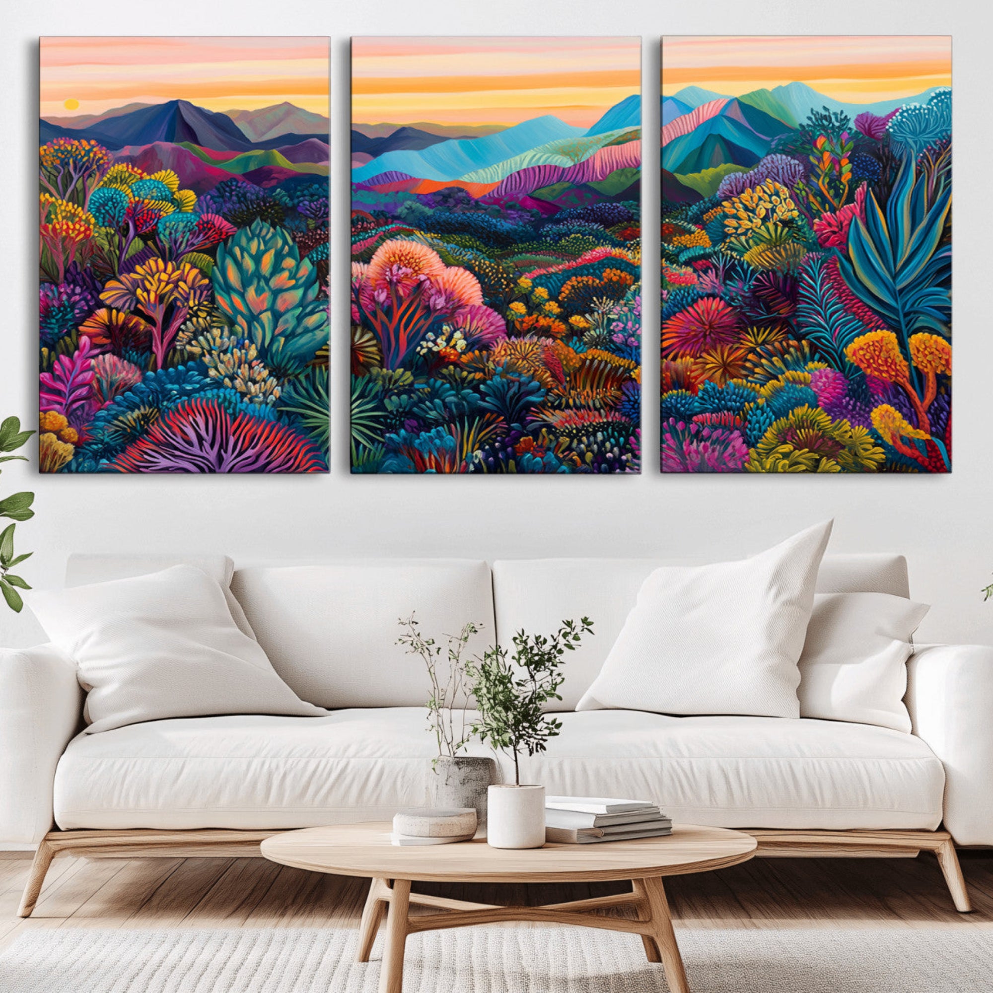 63728-MGV-CV-36X24-Colorful Abstract Landscape Wall Art Print Canvas - Vibrant Modern Decor for Living Room, Office, or