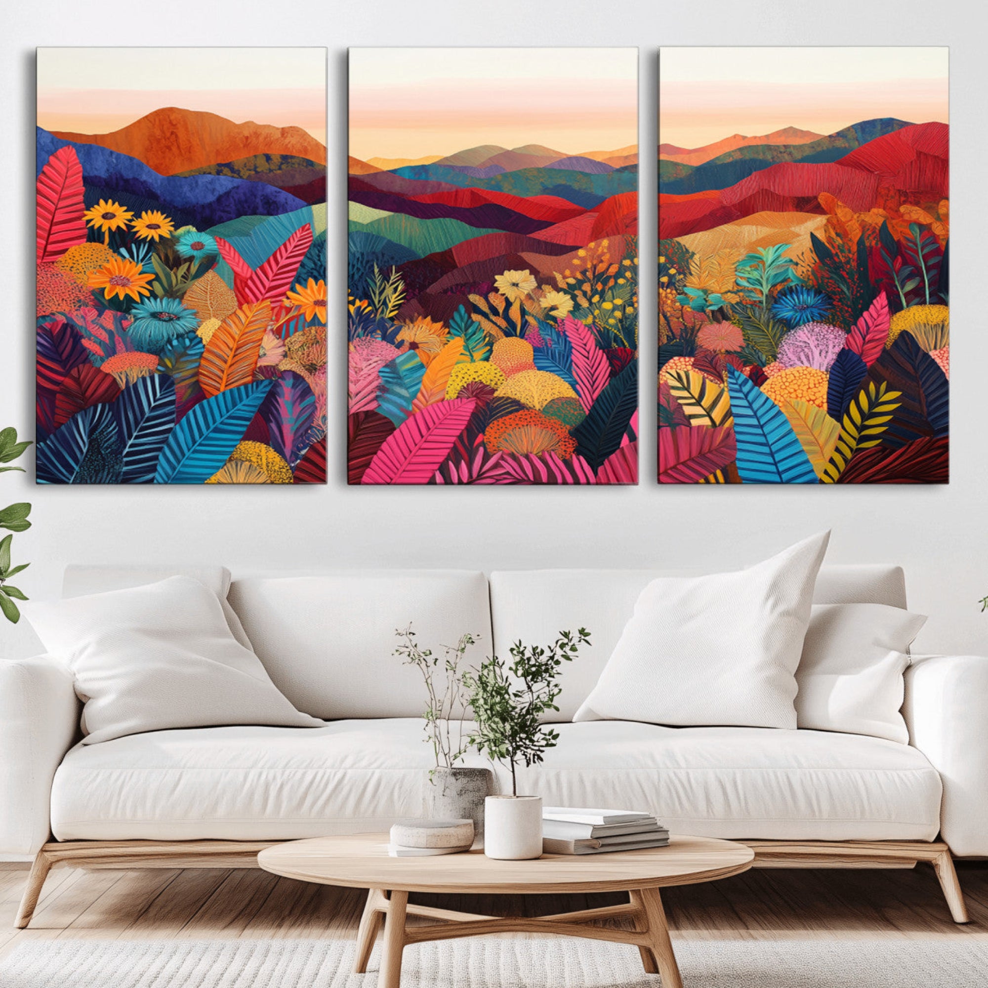 -YAYOI KUSAMA Abstract Print - Landscape Canvas Wall Art Print - Vibrant Modern Decor for Living