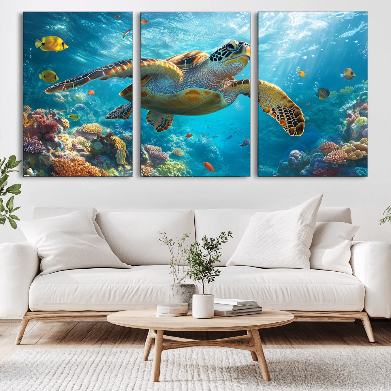-Sea Turtle Underwater Canvas Wall Art Print - Vibrant Ocean Wildlife Decor, Marine Wall Art