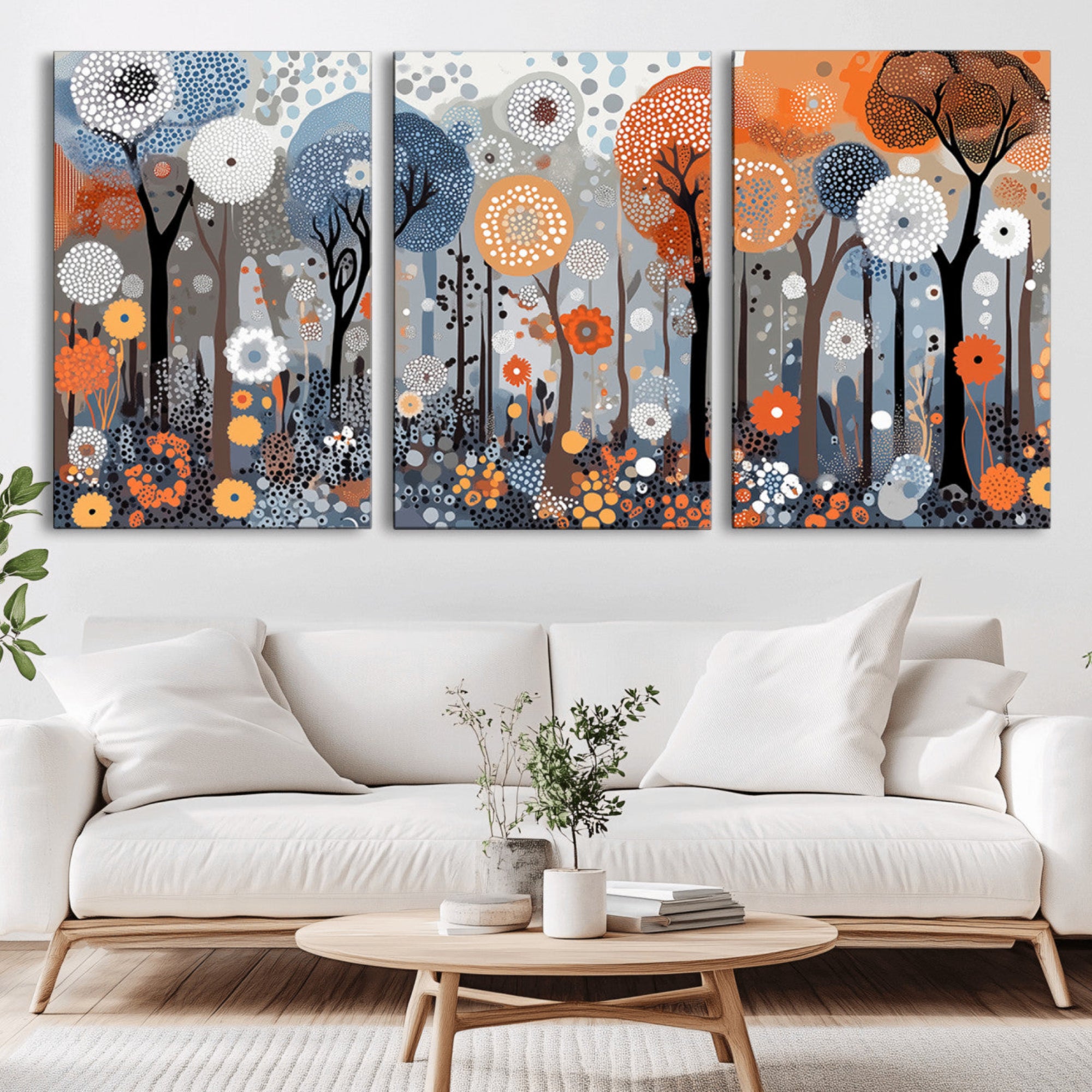 48857-MGV-CV-36X24-Abstract Winter Landscape Canvas Wall Art Print - Large Colorful Nature Wall Decor