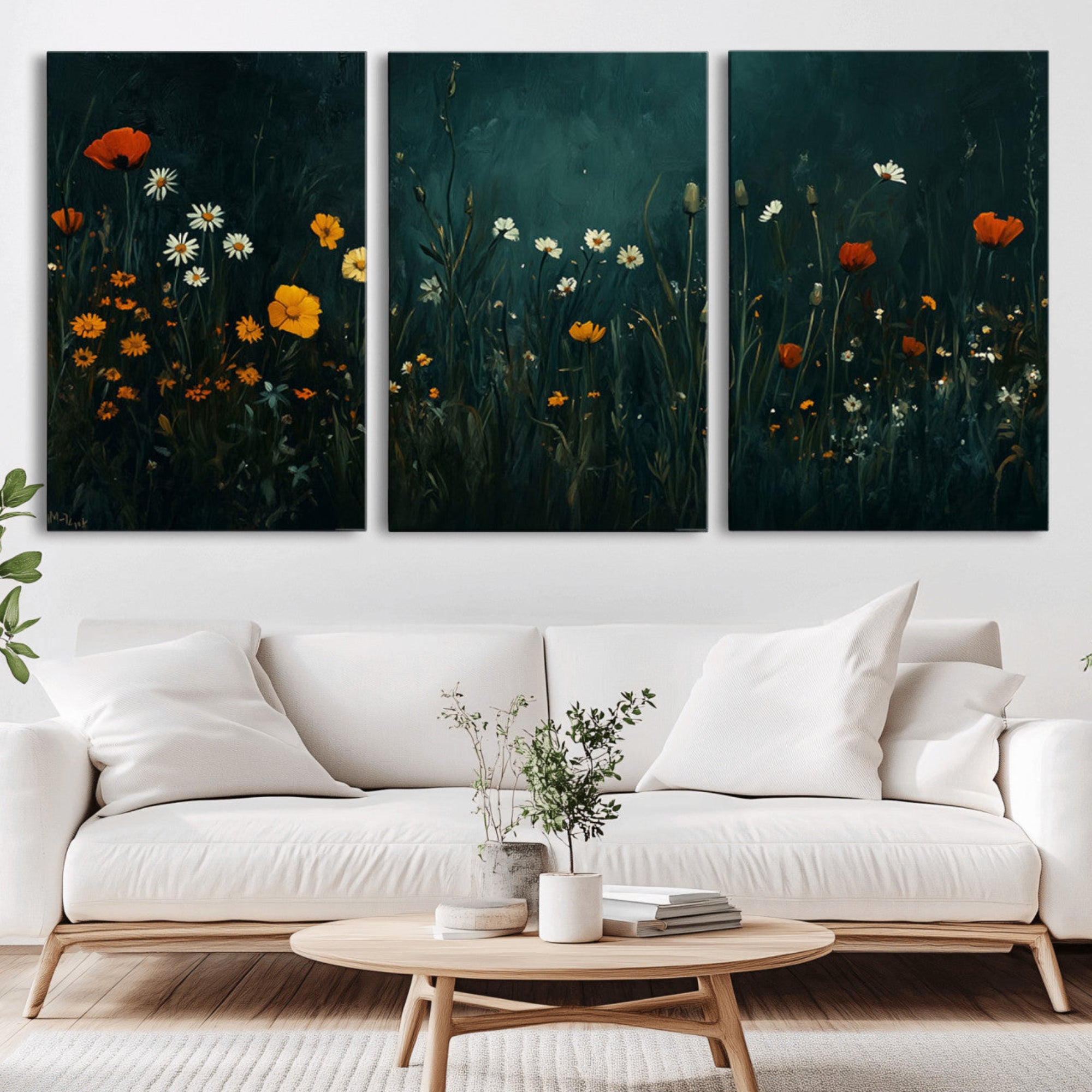 87037-MGV-CV-36X24-Framed Wildflower Field Wall Art, Framed Vintage Botanical Landscape Sign, Floral Decor, Modern