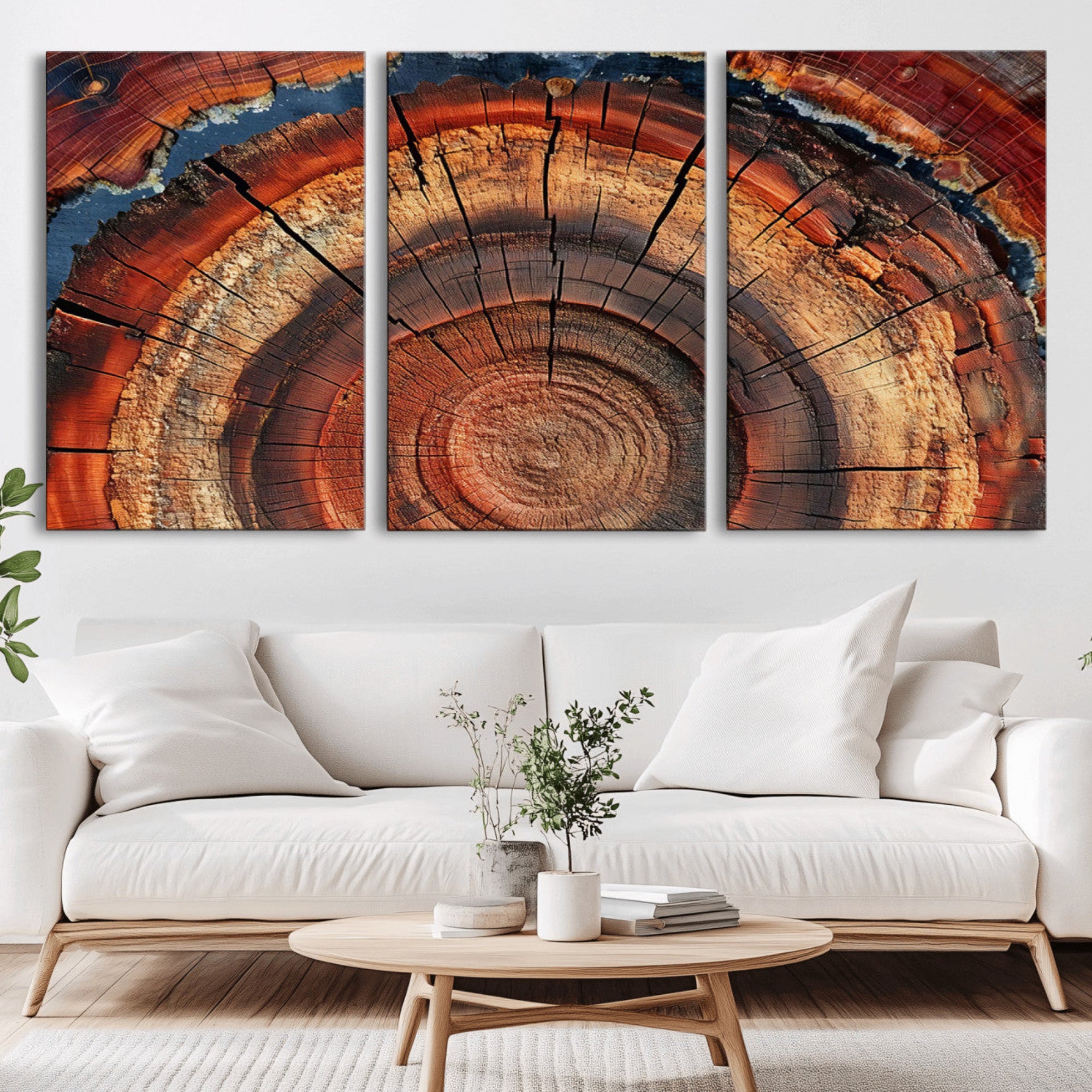 28555-MGV-CV-36X24-Abstract Tree Ring Art, Colorful Tree Ring Wall Decor, Minimalist Home Canvas Art, Modern Farmhouse